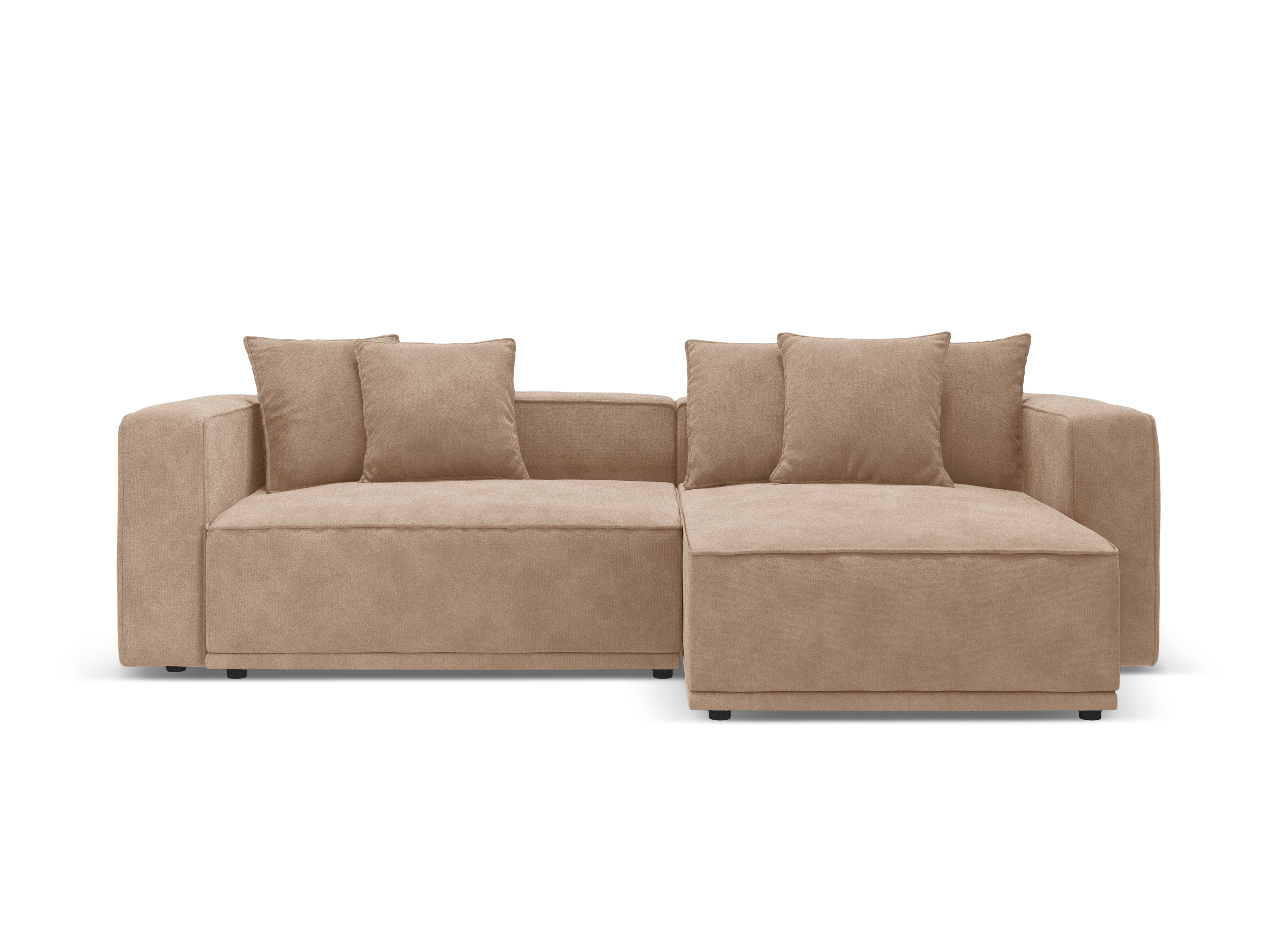 Samt-Ecksofa rechts mit Schlaffunktion RIBES dunkelbeige