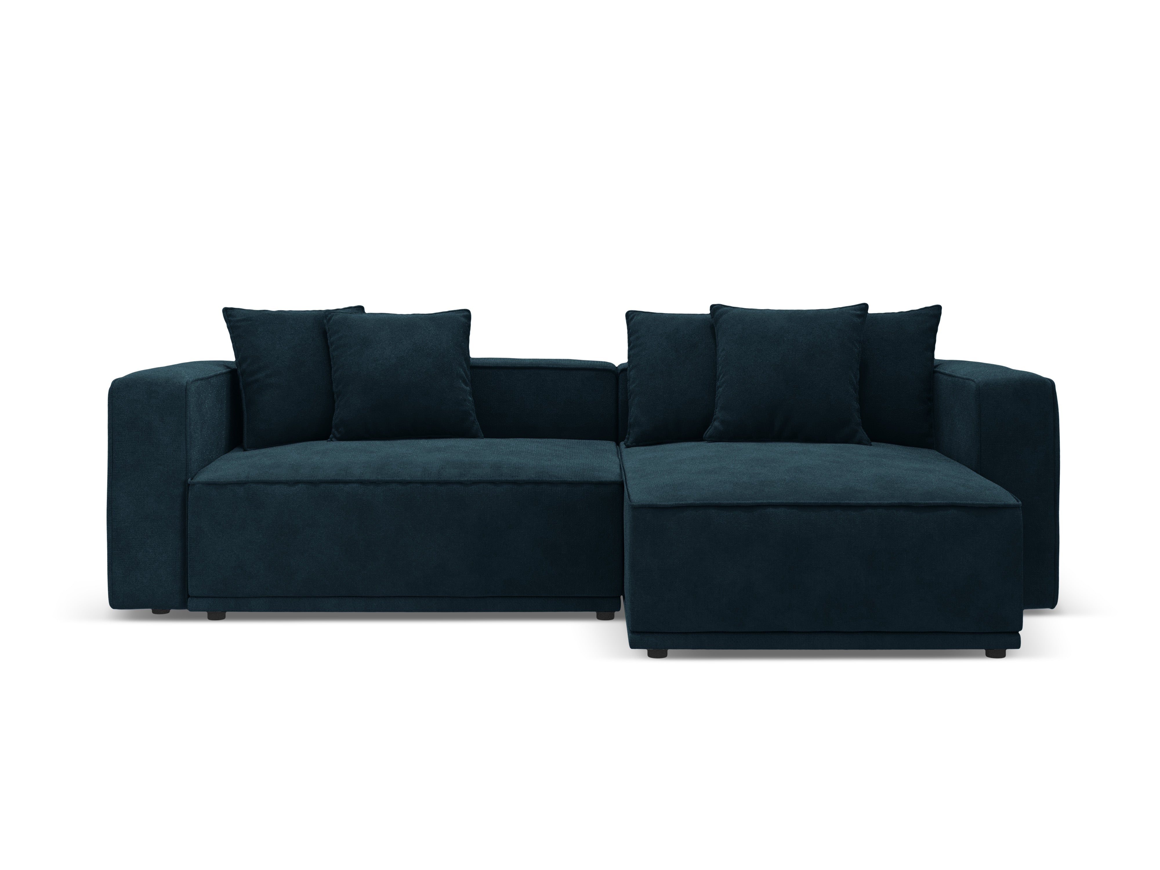 Samt-Ecksofa rechts mit Schlaffunktion RIBES petrolblau