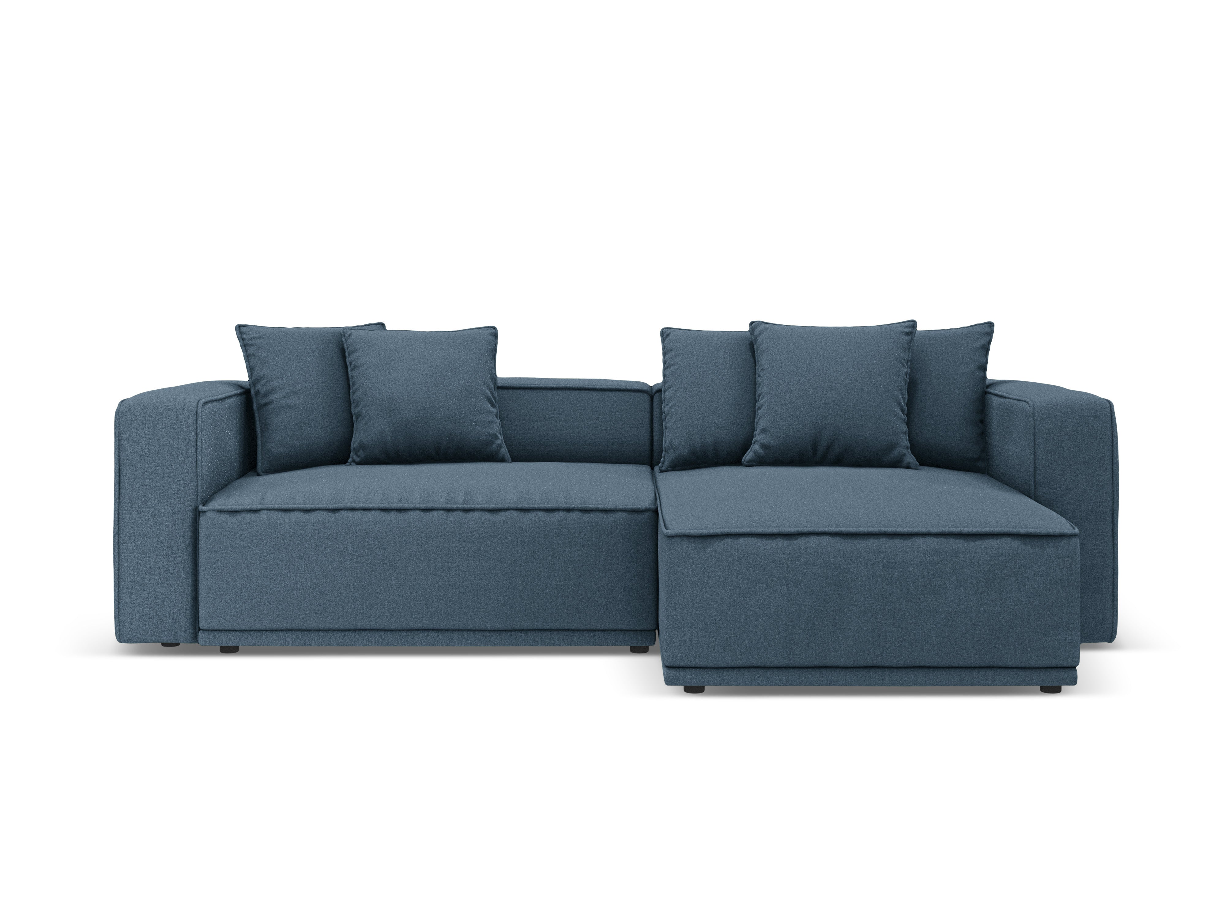 Rechtsseitige Schlafcouch RIBES in jeansblauem Chenille