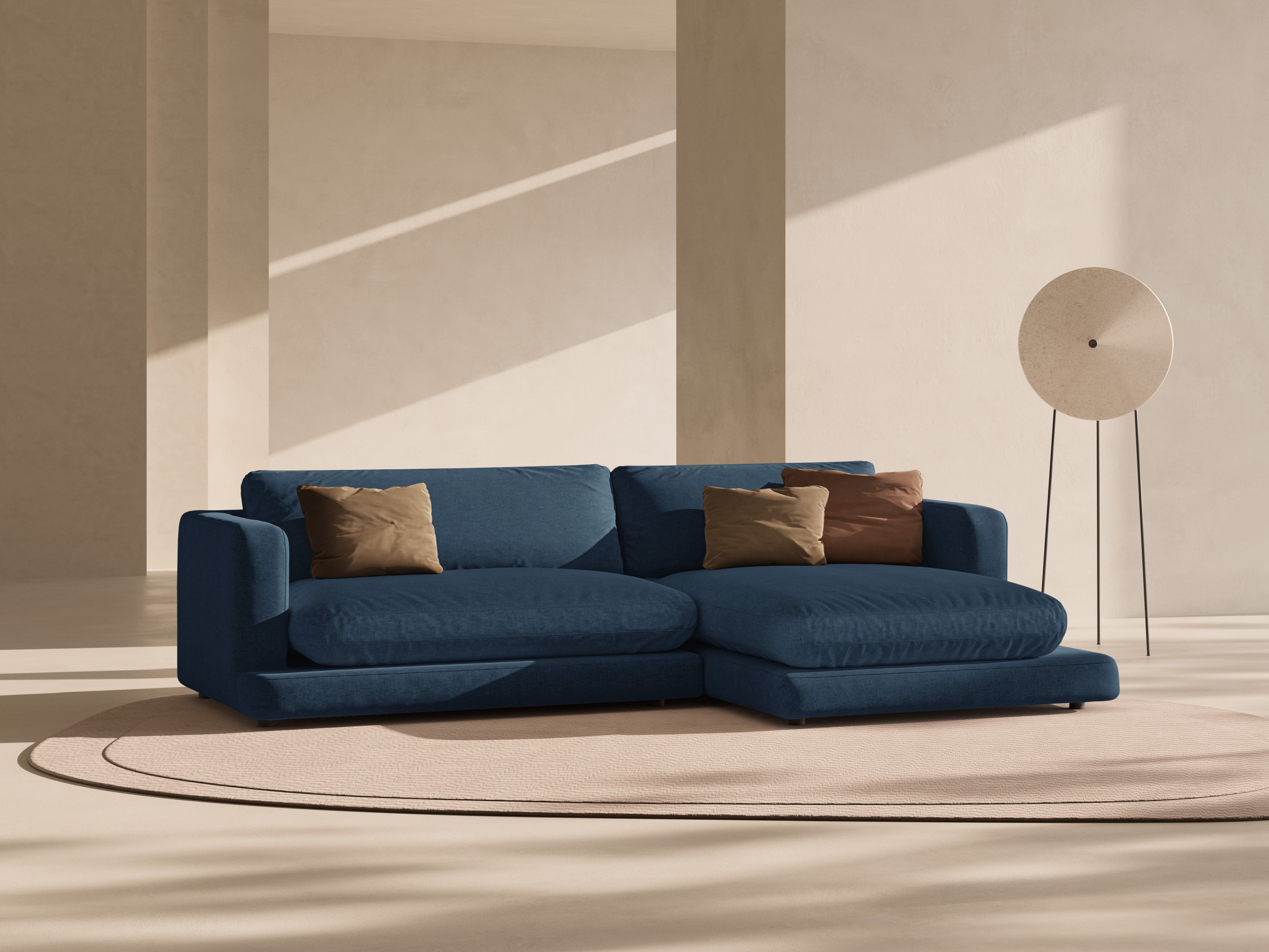 Right-hand corner sofa DAPHNE dark blue chenille