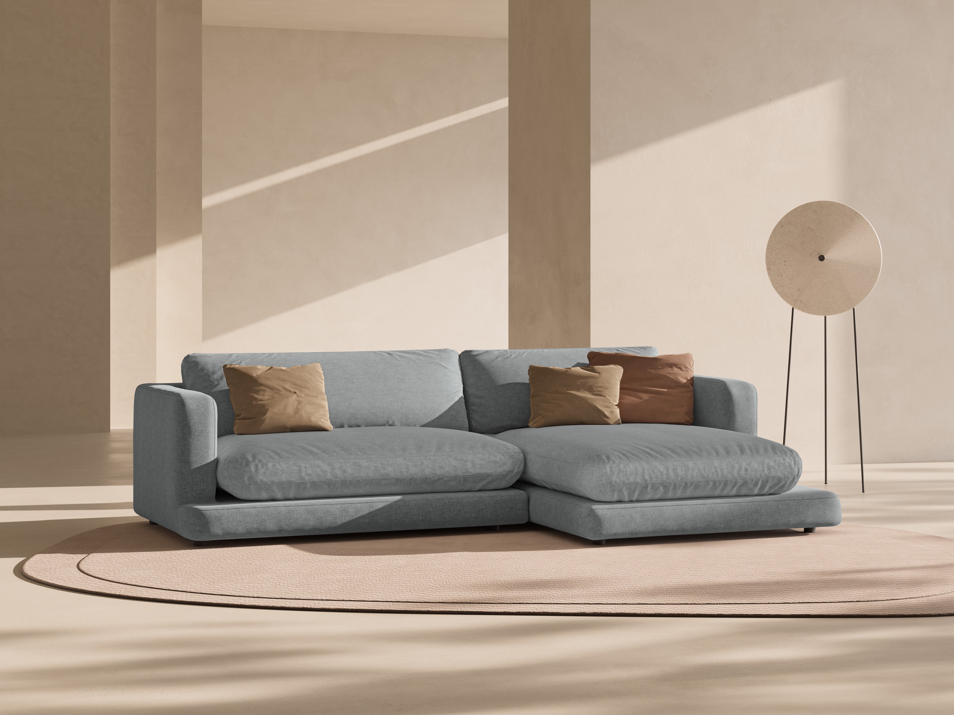 Right-sided corner sofa DAPHNE dark gray chenille