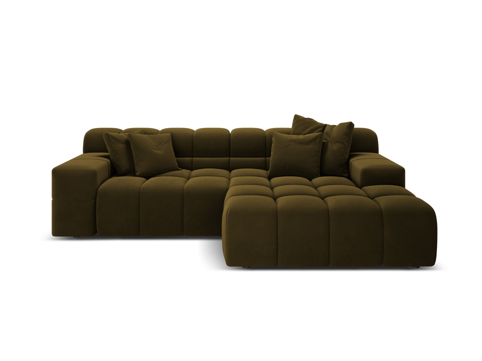 Green Right-Hand Velvet 2-Seater Sofa AGAVE