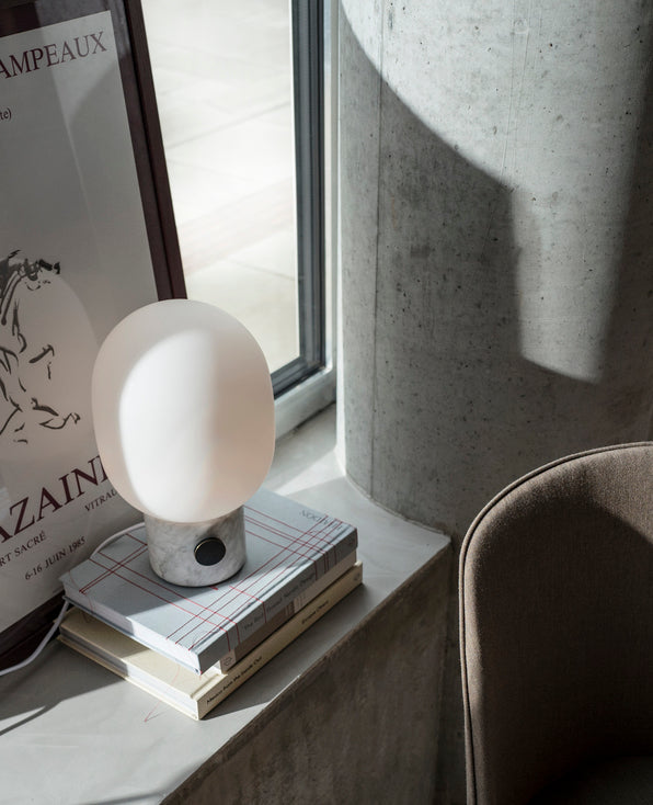 JWDA Table Lamp Blown Glass with Cream Base