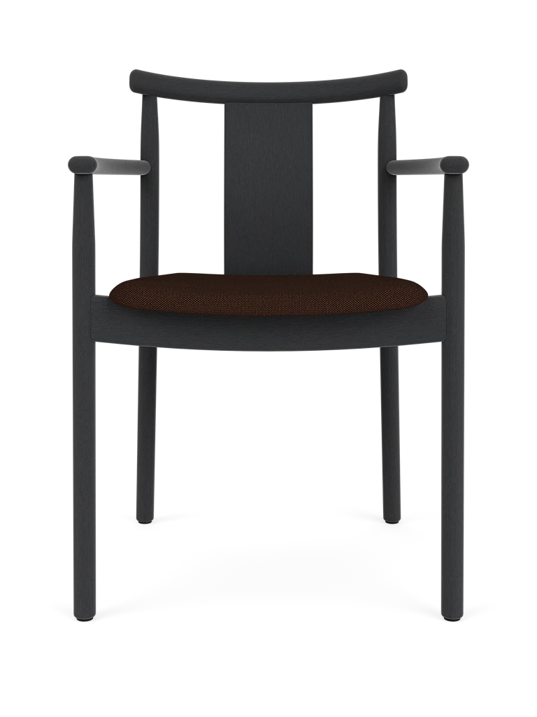 Stuhl MERKUR schwarzes Eichenholz mit braunem Sitz