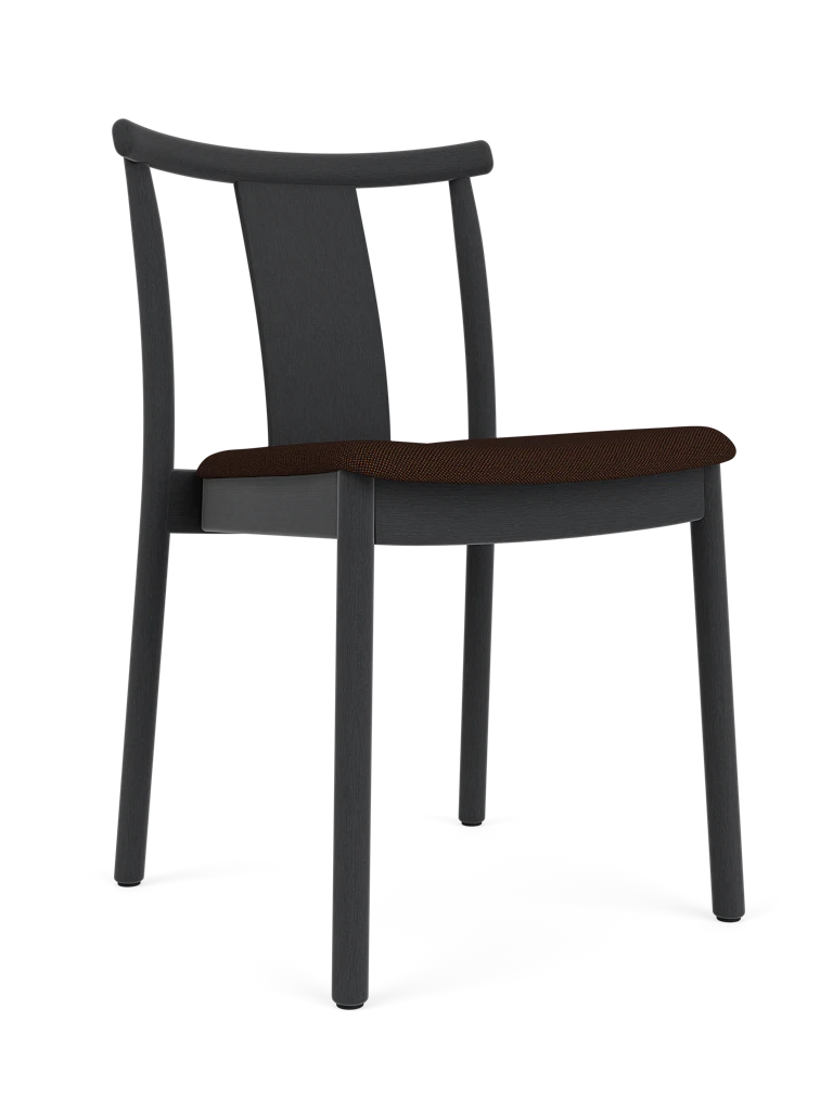 Stuhl MERKUR schwarzes Eichenholz mit braunem Sitz