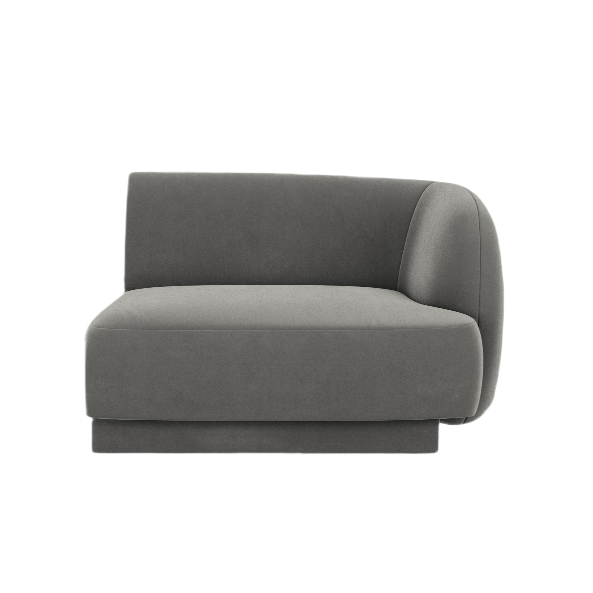 Velvet modular sofa MILEY - right-side module light gray