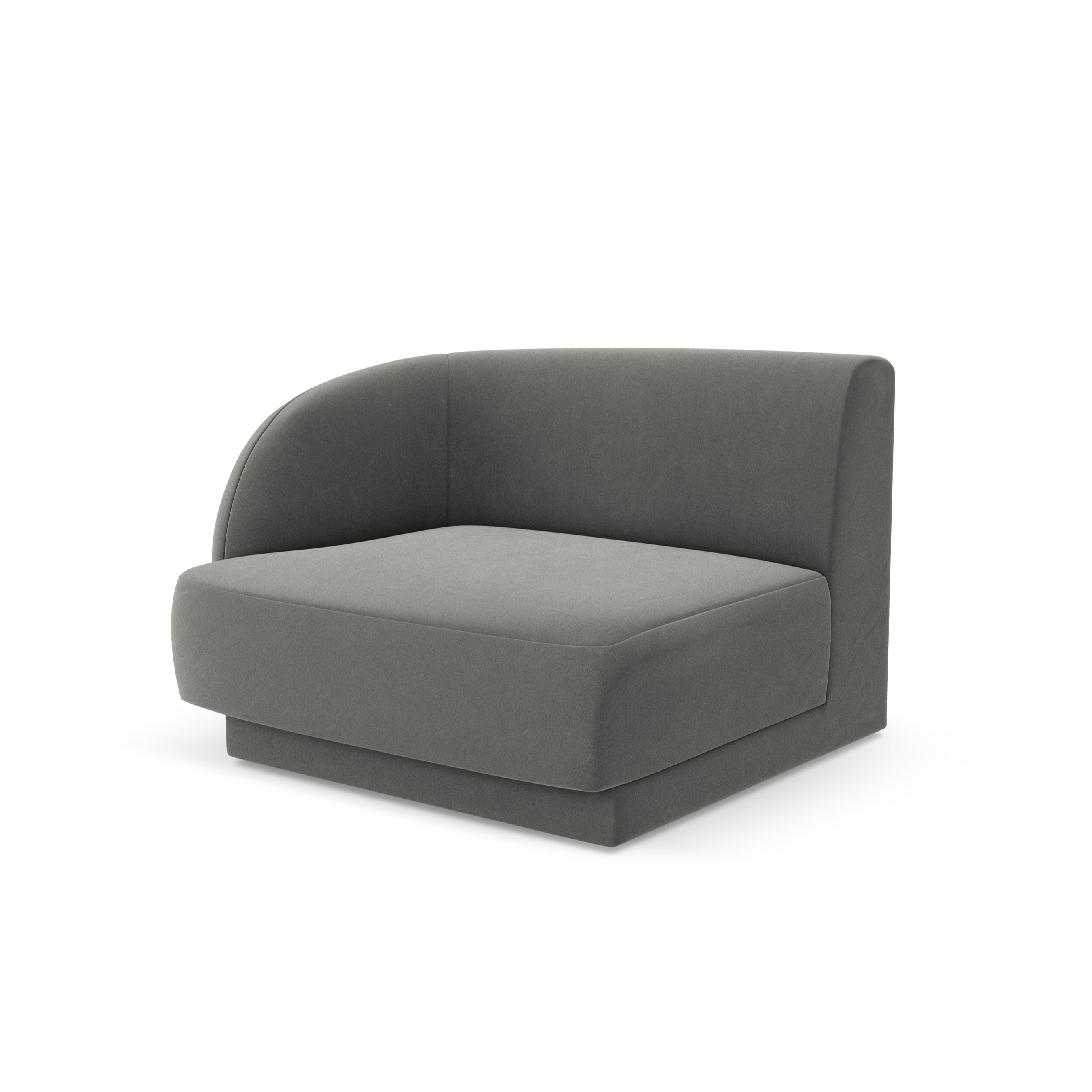Modulares Samtsofa MILEY - linkes Modul in Hellgrau