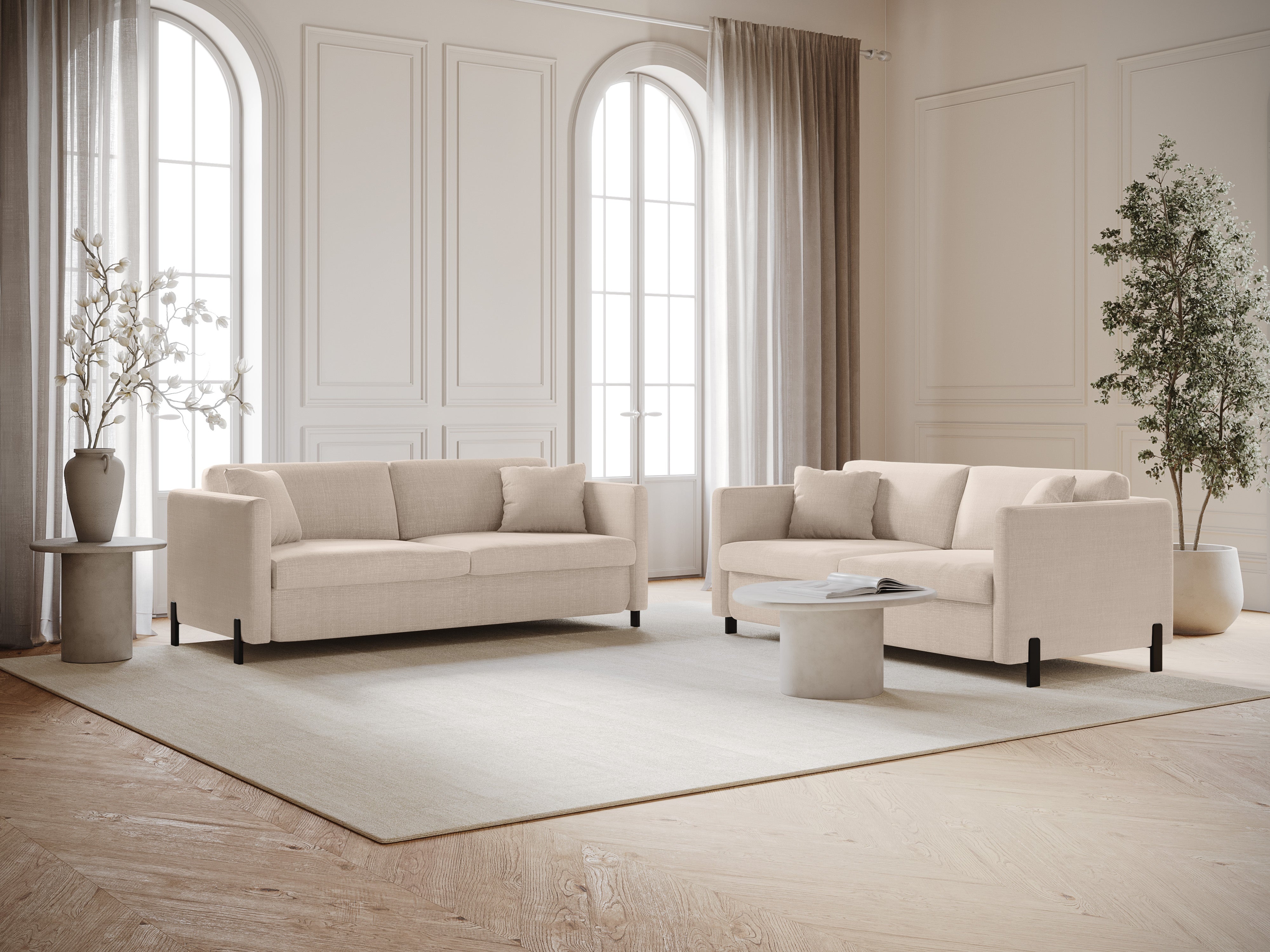 Sofa with bed function, "Gloria", 2 Seats, Beige, 182x102x80
Made in Europe