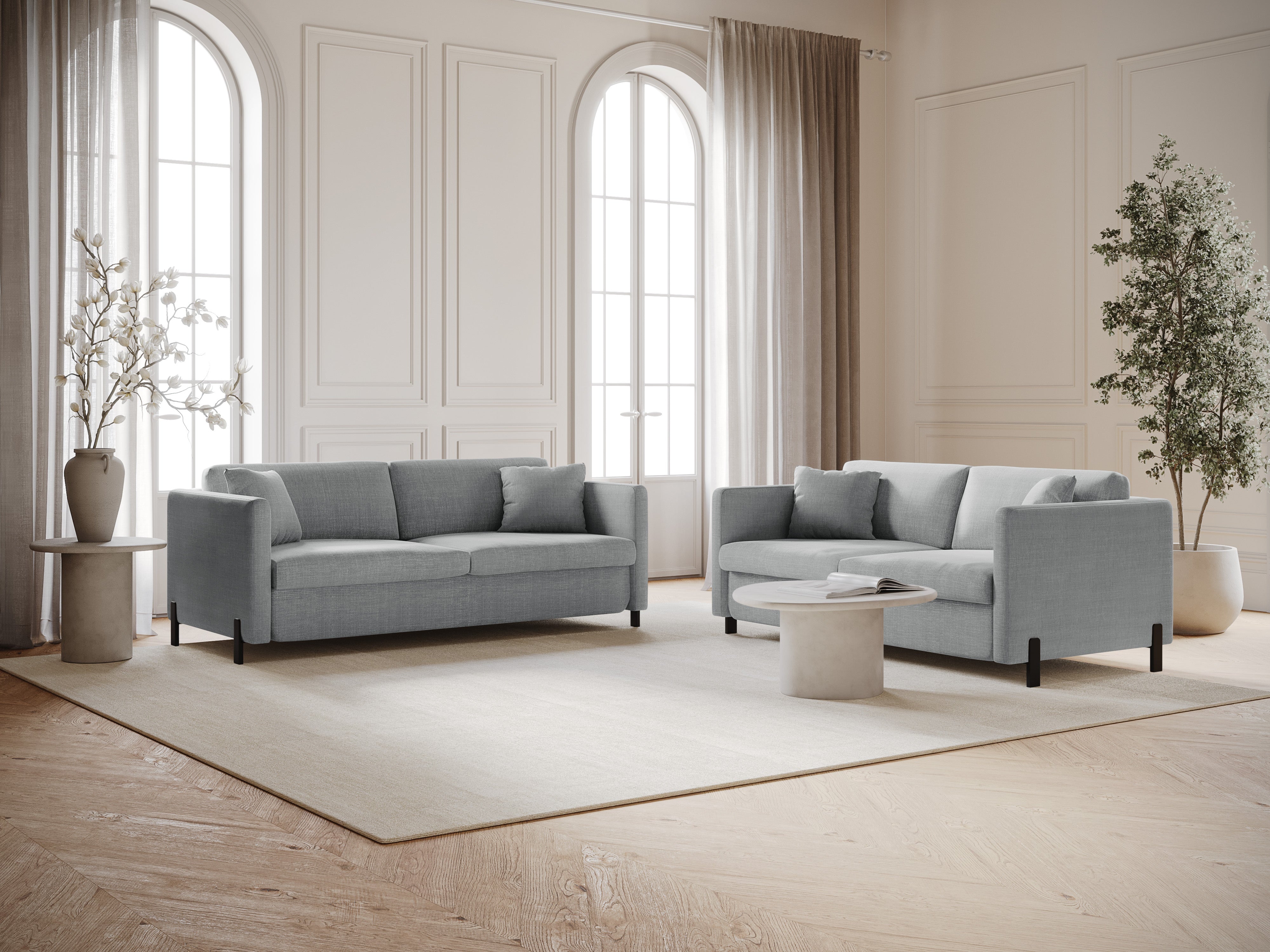 Sofa with bed function, "Gloria", 2 Seats, Light Gray, 182x102x80
Made in Europe