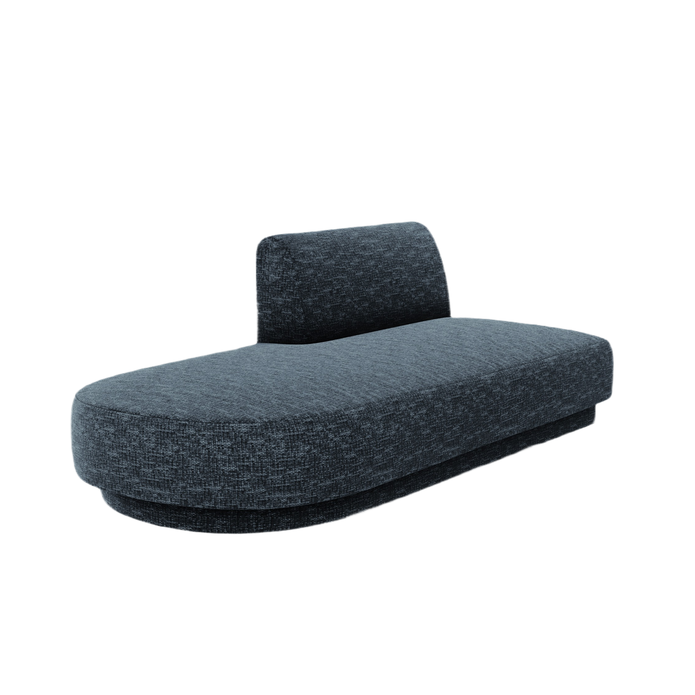 Left-facing 2-seater chaise longue MILEY royal blue silky chenille