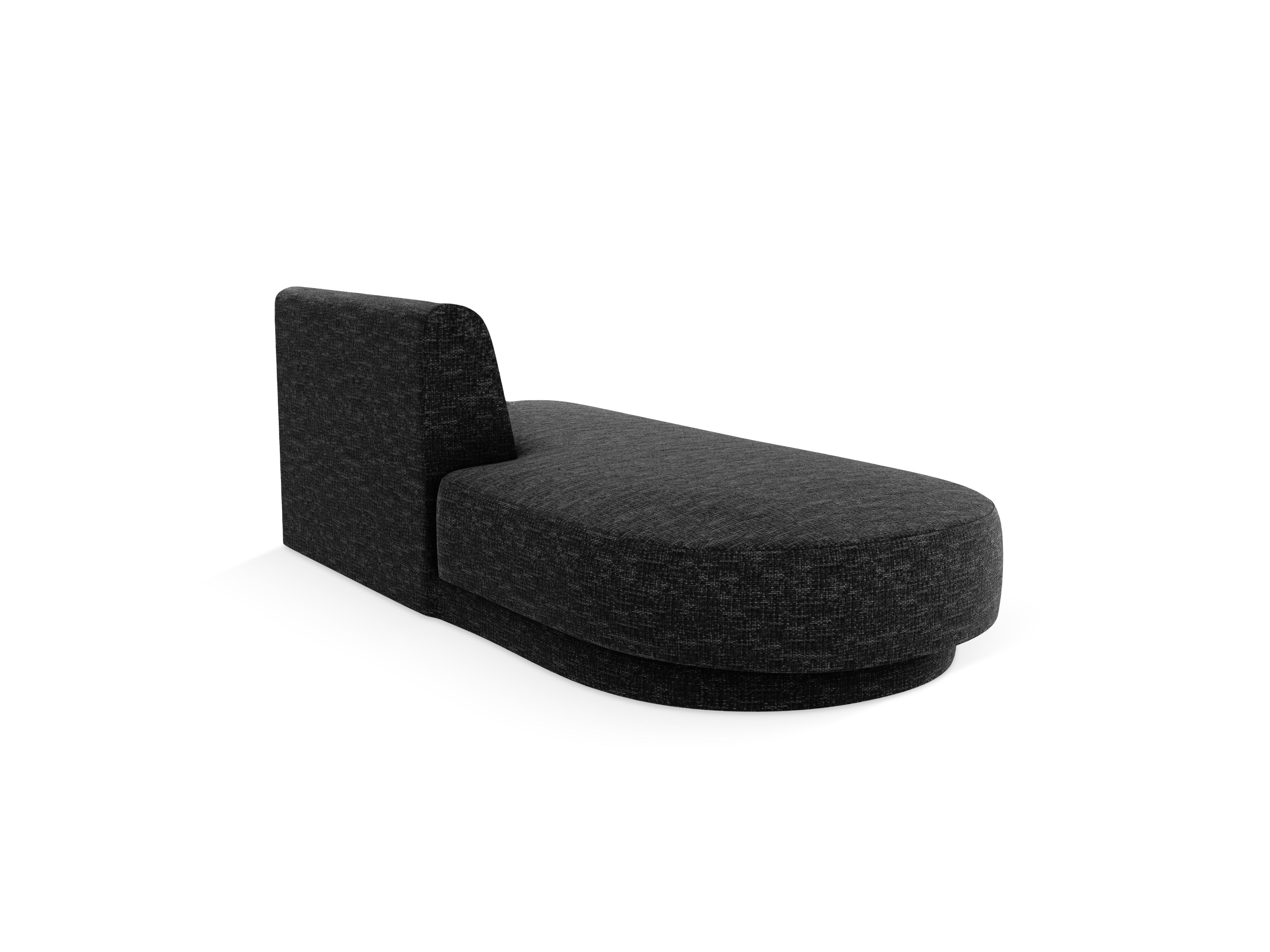 Left-facing 2-seater chaise longue MILEY black silky chenille