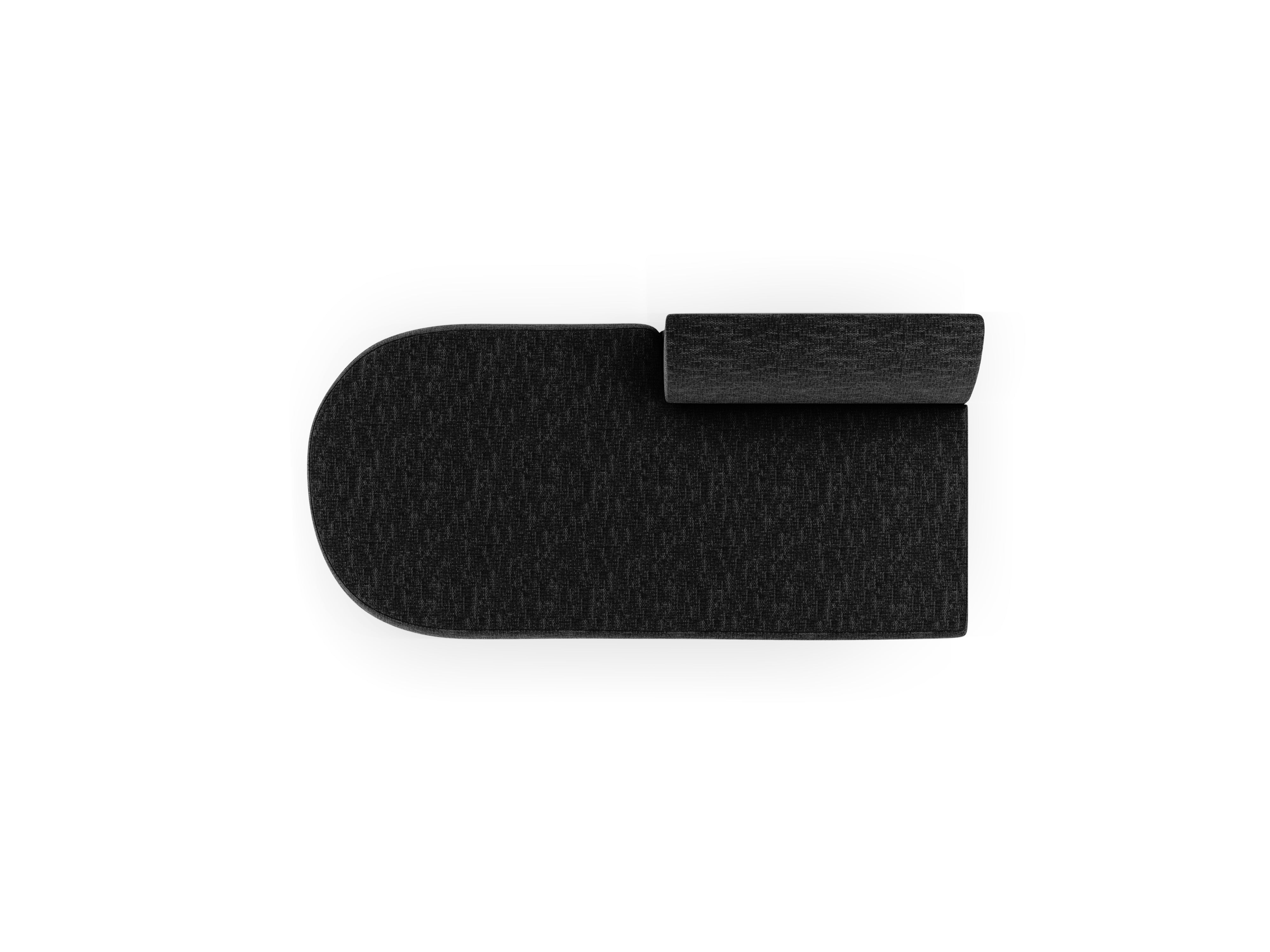 Left-facing 2-seater chaise longue MILEY black silky chenille