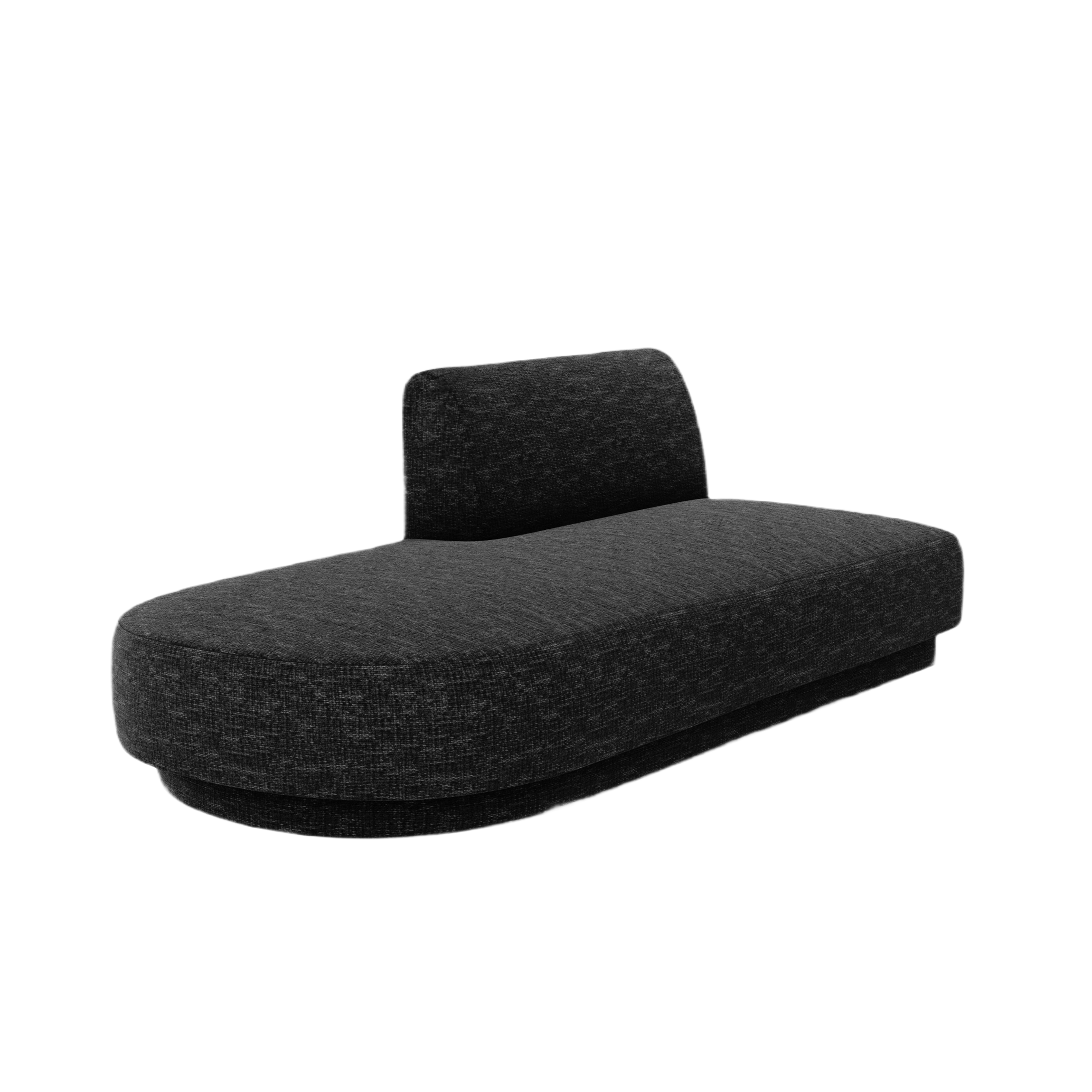 Left-facing 2-seater chaise longue MILEY black chenille