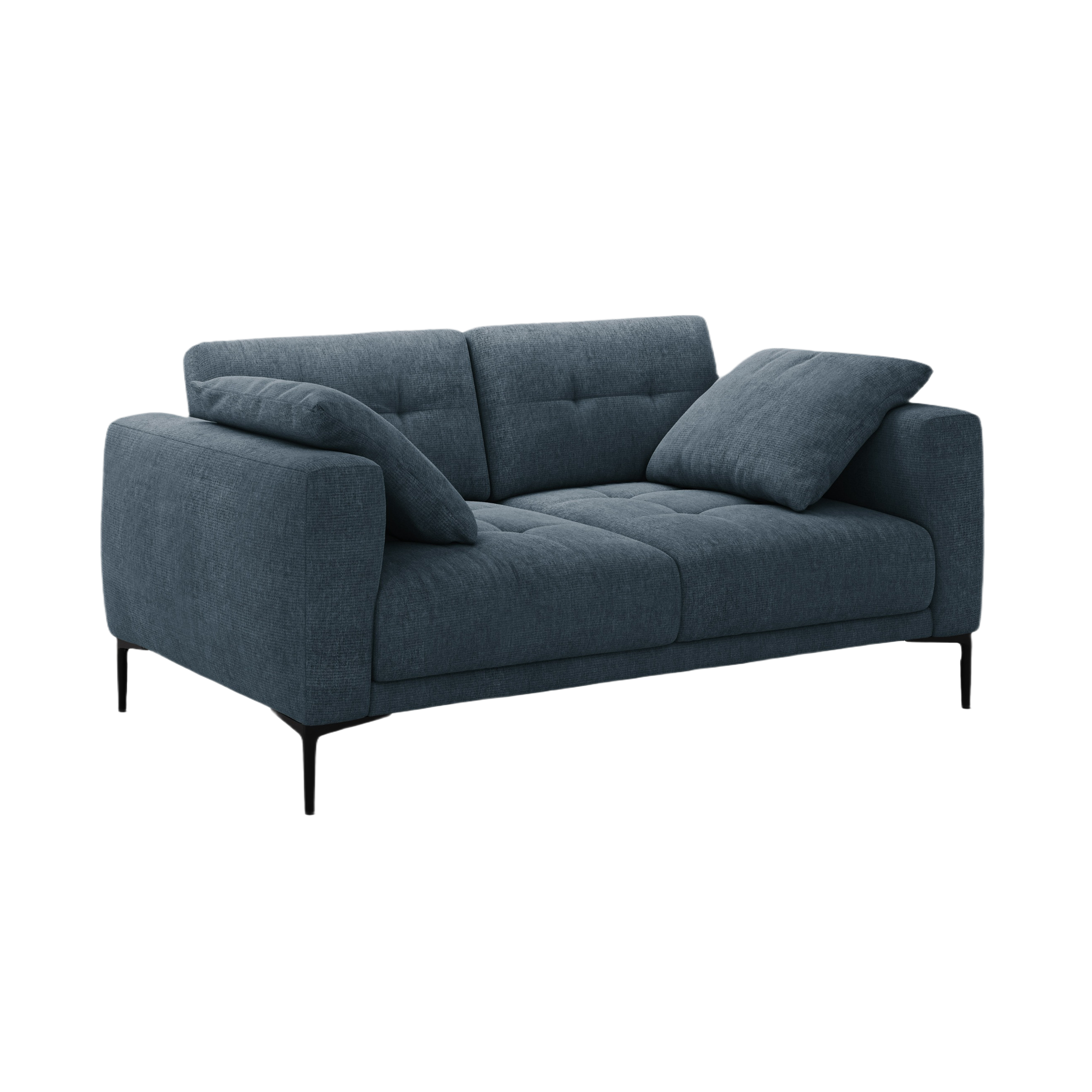 BEMY dark blue chenille 2-seater sofa