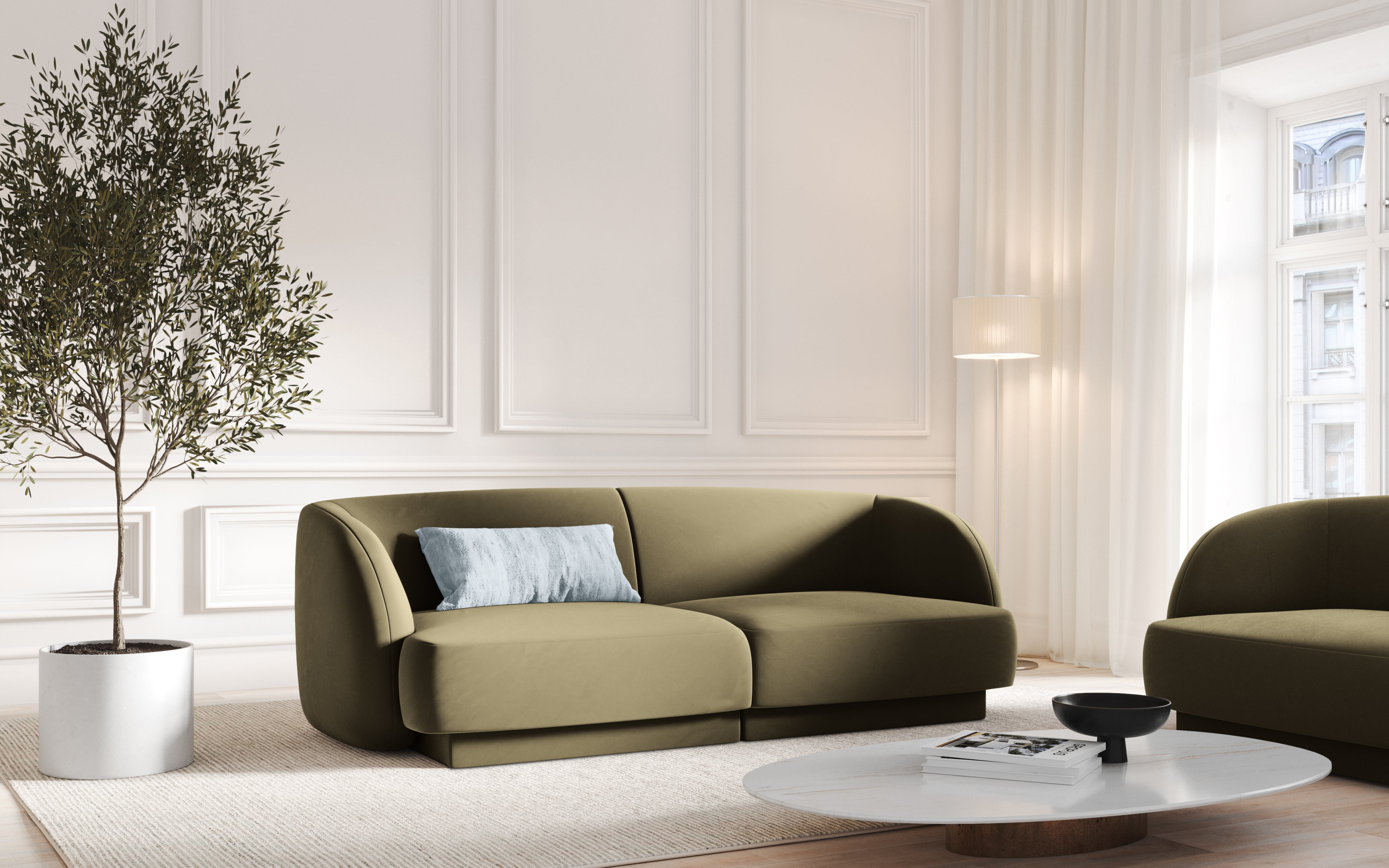 Sofa aksamitna 2-osobowa MILEY zielony Micadoni    Eye on Design