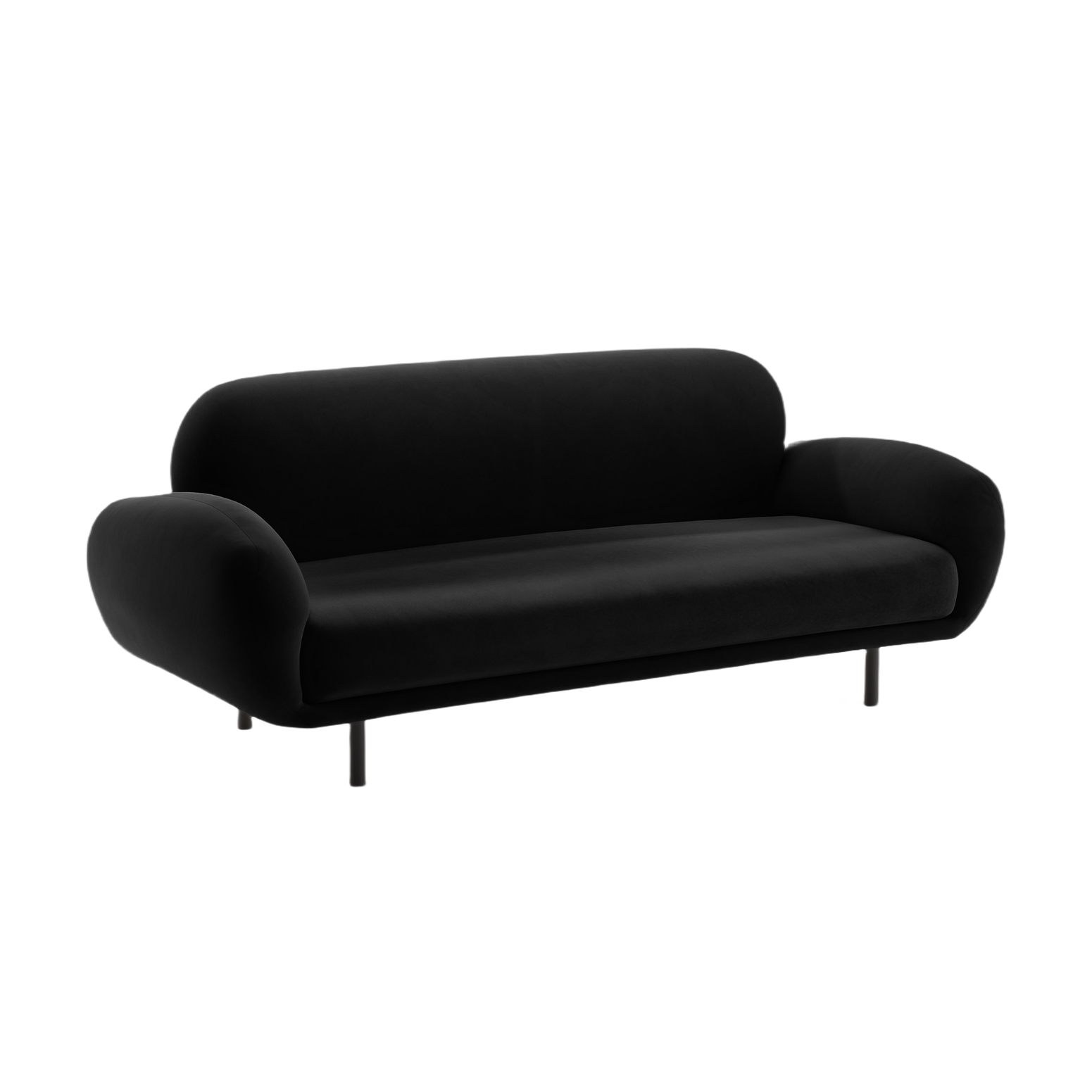 Sofa aus Samt 2,5-sitzig POPPY schwarz
