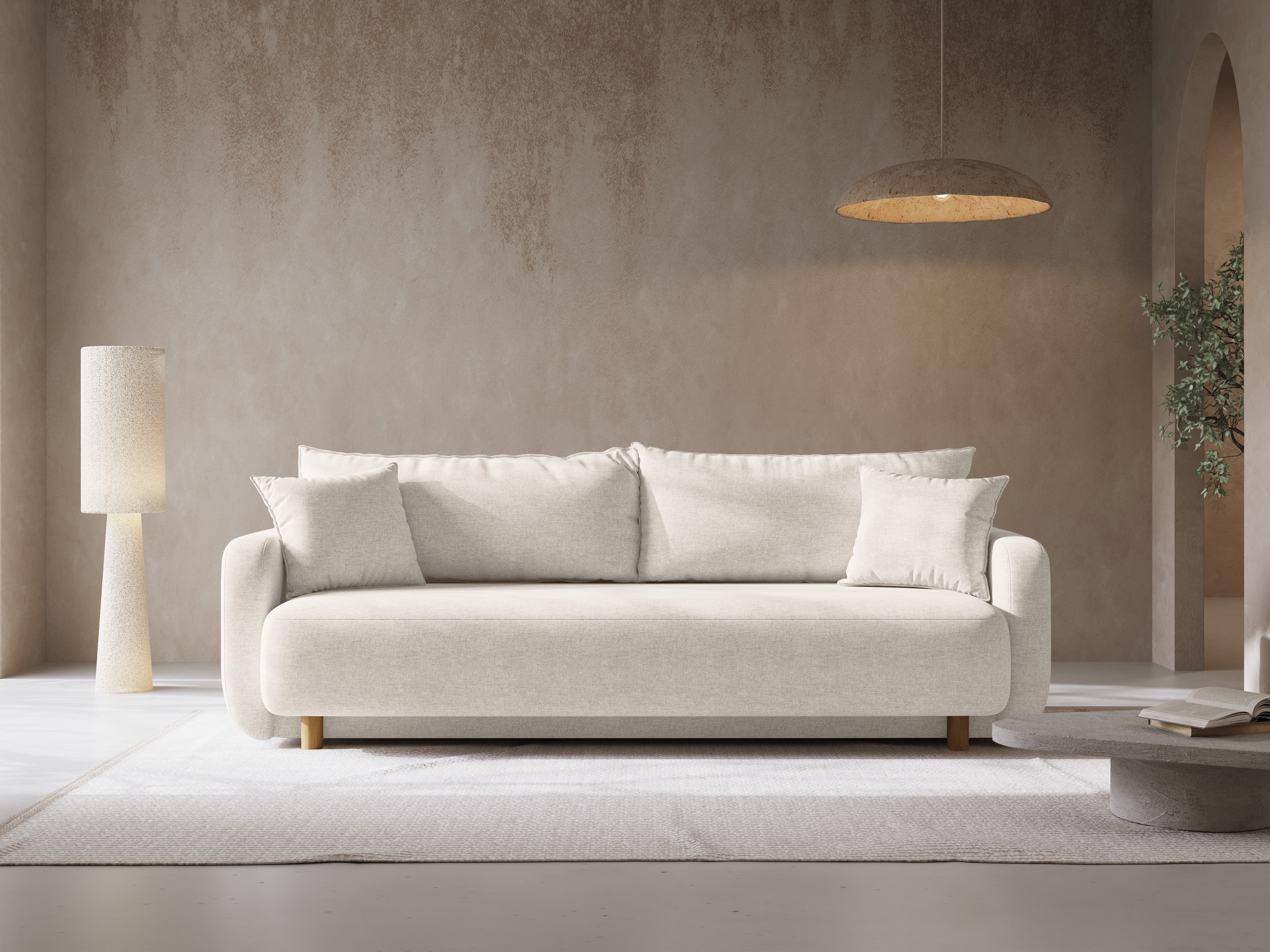 3-seater sofa with sleeping function ELEN ivory chenille [Monika] [Julia spr]
