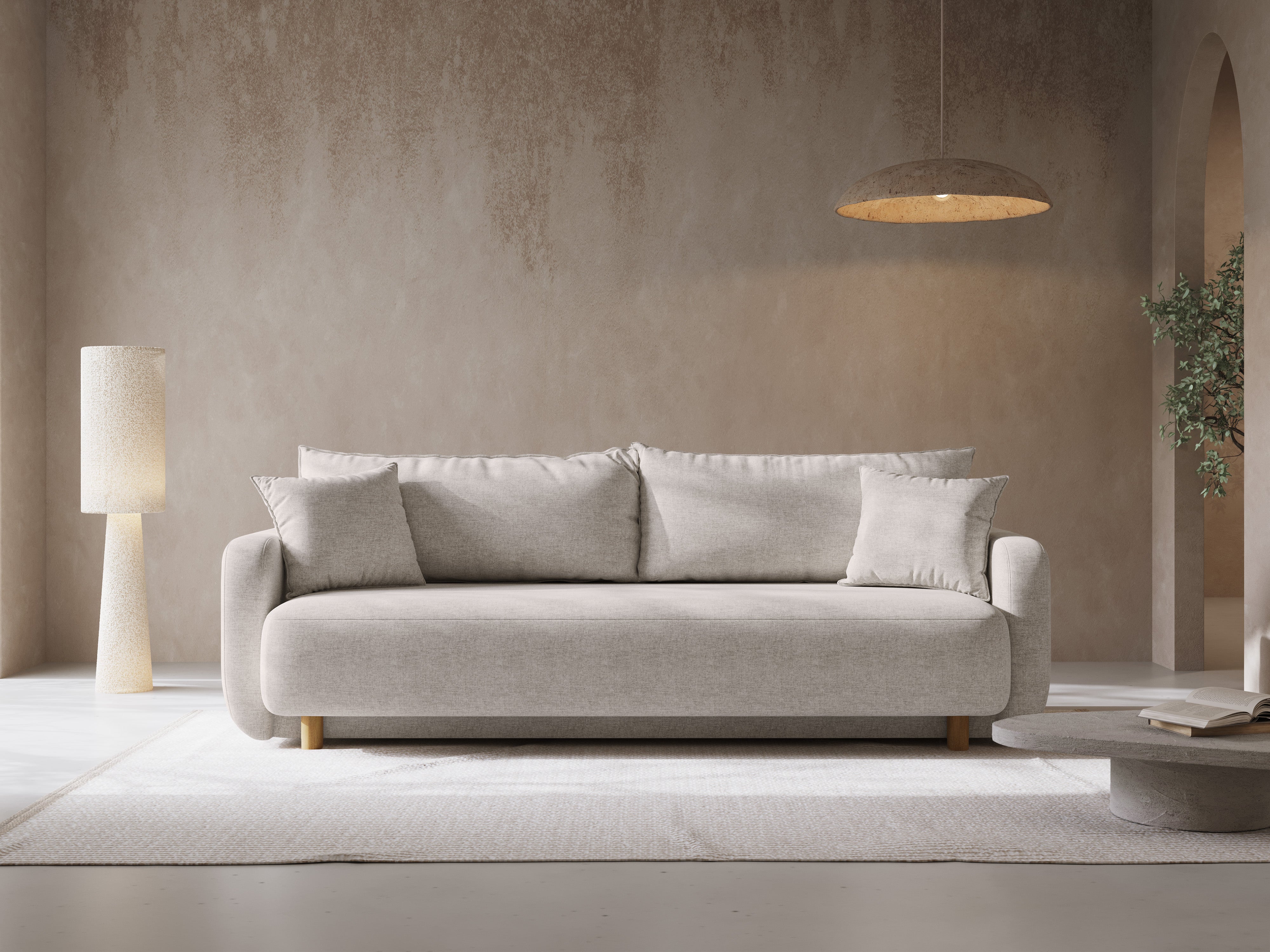 3-seater sofa with sleeping function ELEN beige chenille [Monika] [Julia spr]