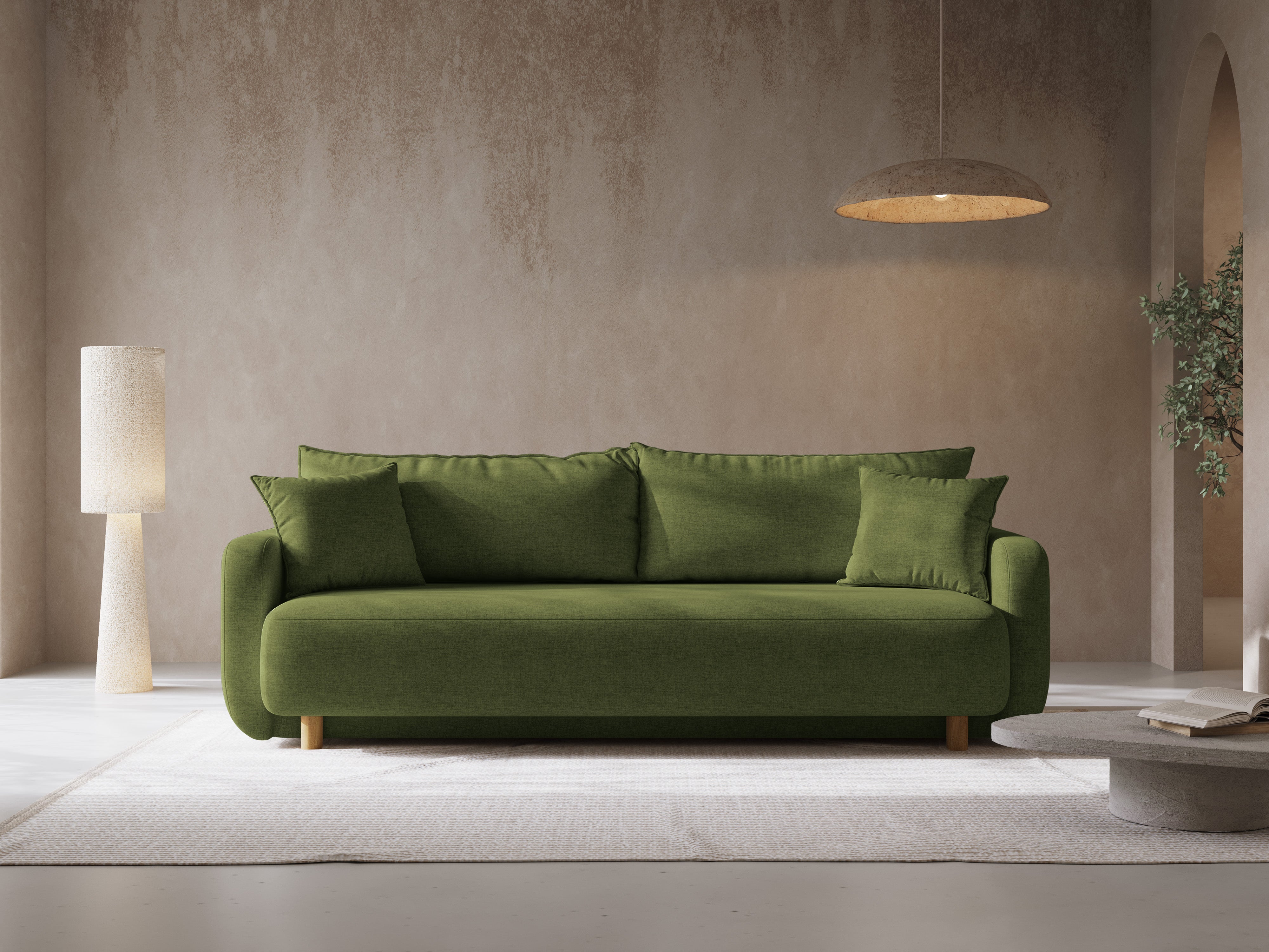 3-seater sofa with sleeping function ELEN green chenille [Monika] [Julia spr]