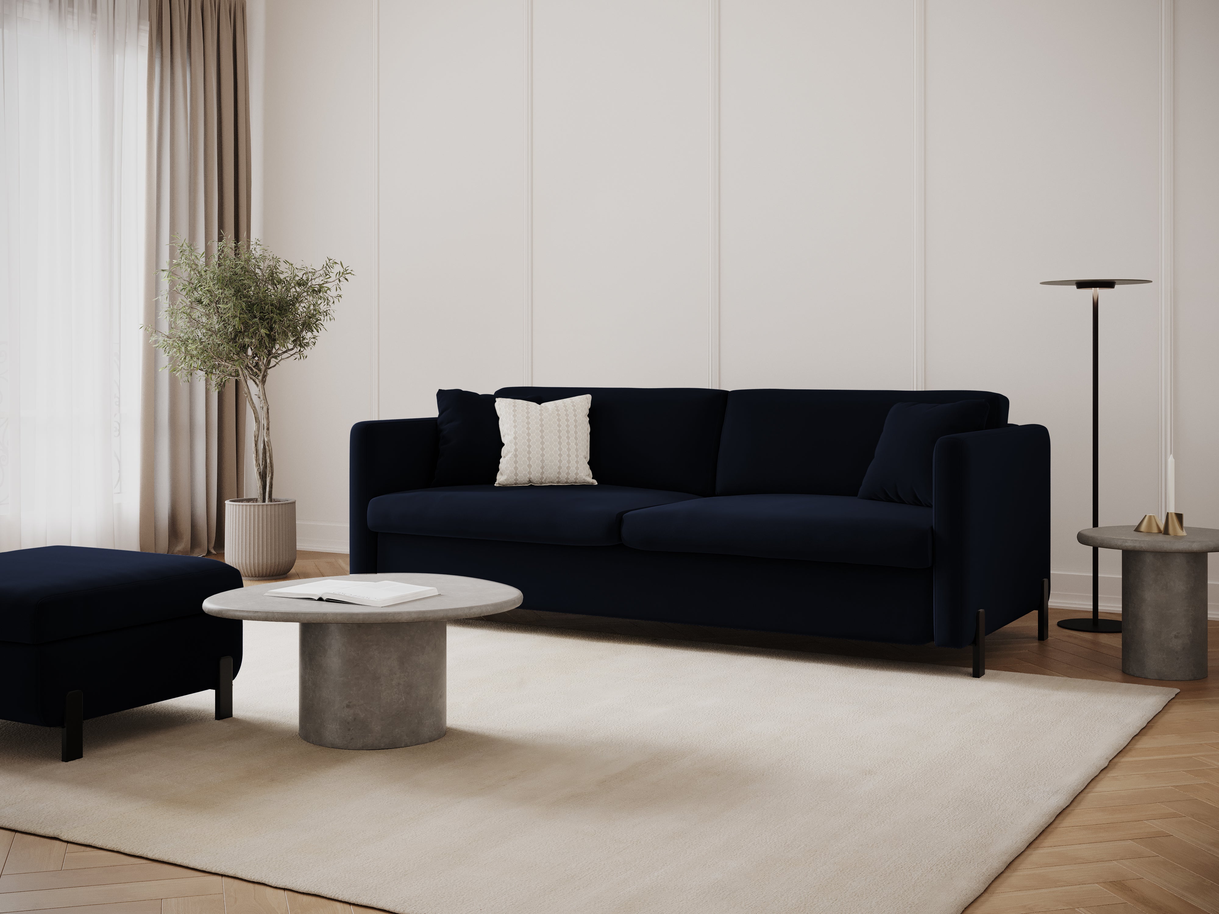 Velvet Sofa with Bed Function, "Gloria", 3 Seats, Royal Blue, 202x102x80
Made in Europe