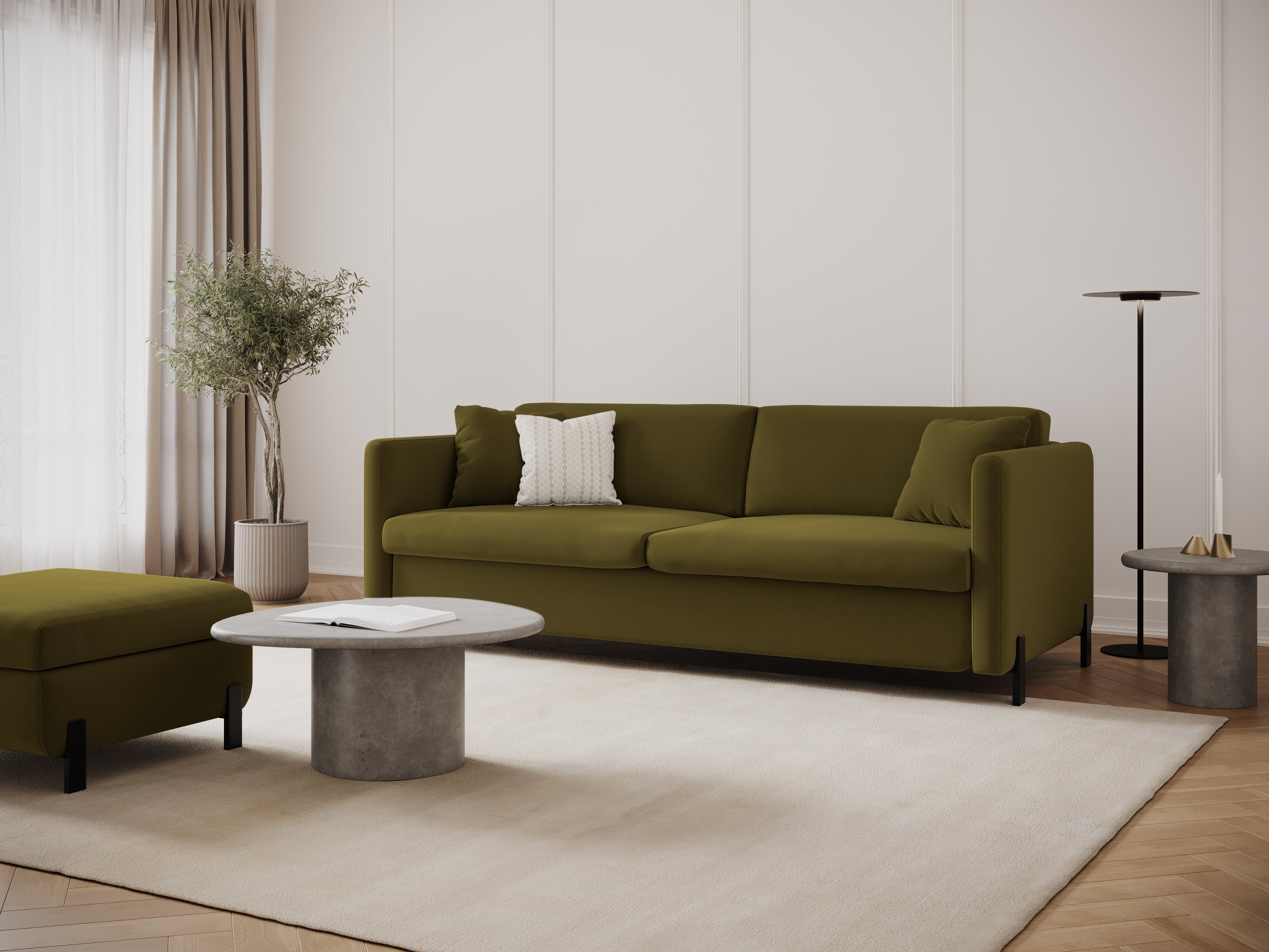 Velvet Sofa with Bed Function, "Gloria", 3 Seats, Green, 202x102x80
Made in Europe