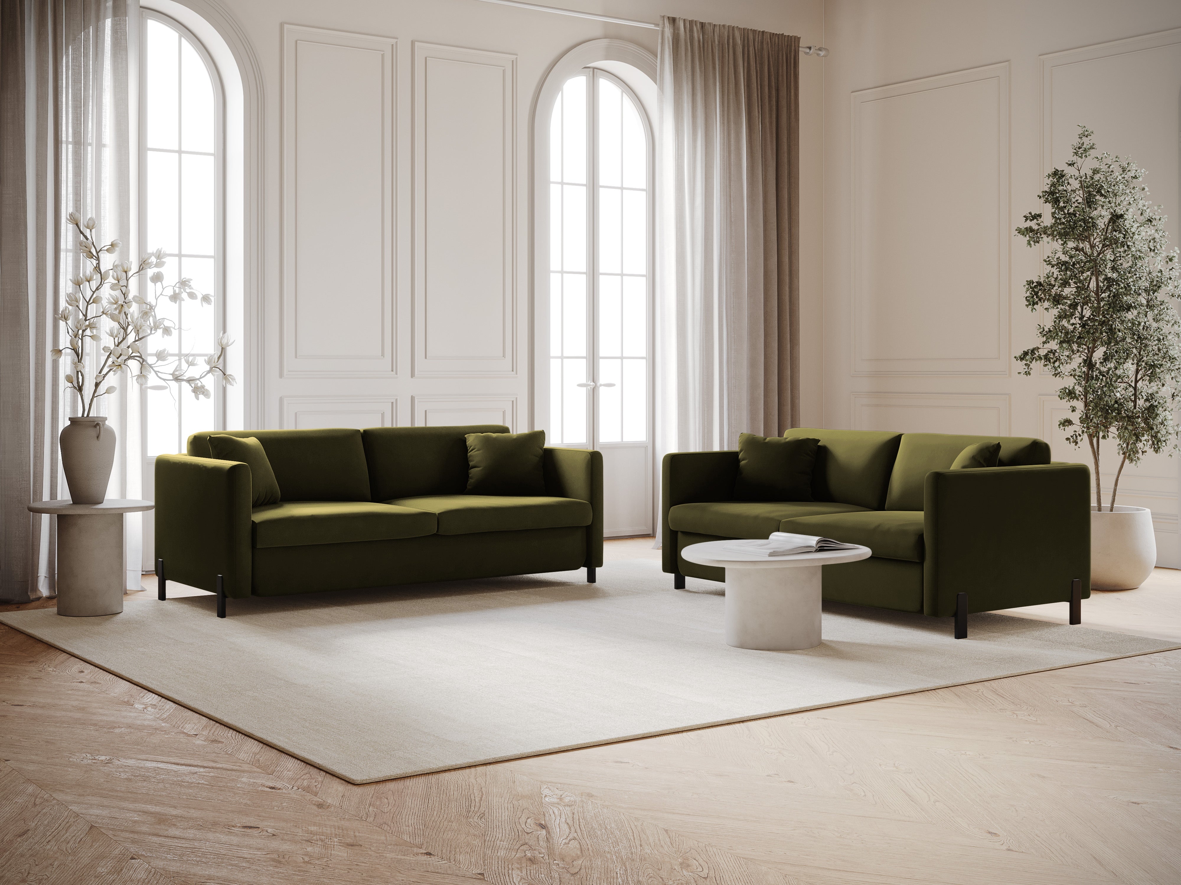 Velvet Sofa with Bed Function, "Gloria", 3 Seats, Green, 202x102x80
Made in Europe