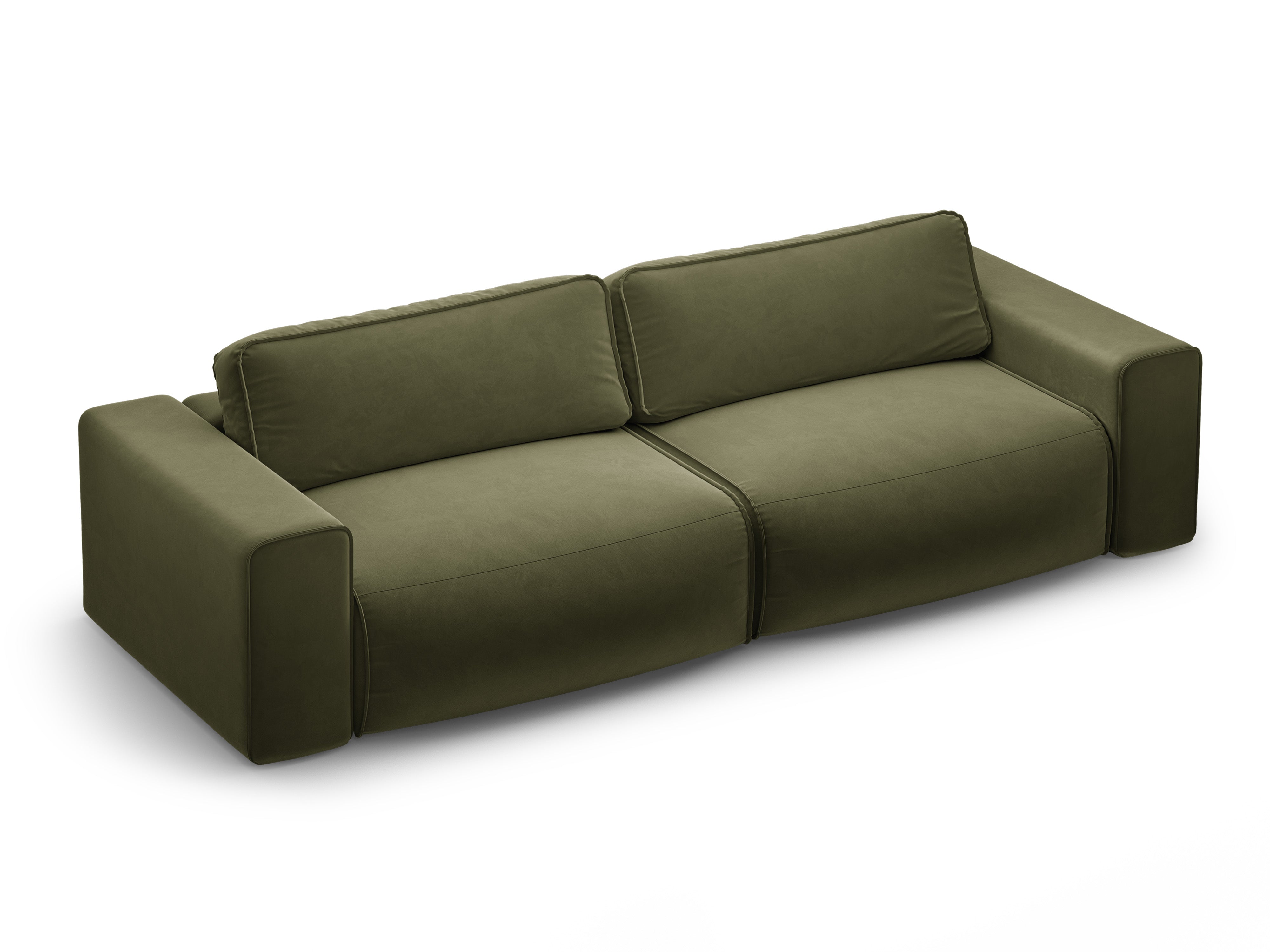 Velvet 3-seater sofa with sleeping function VICTOR green