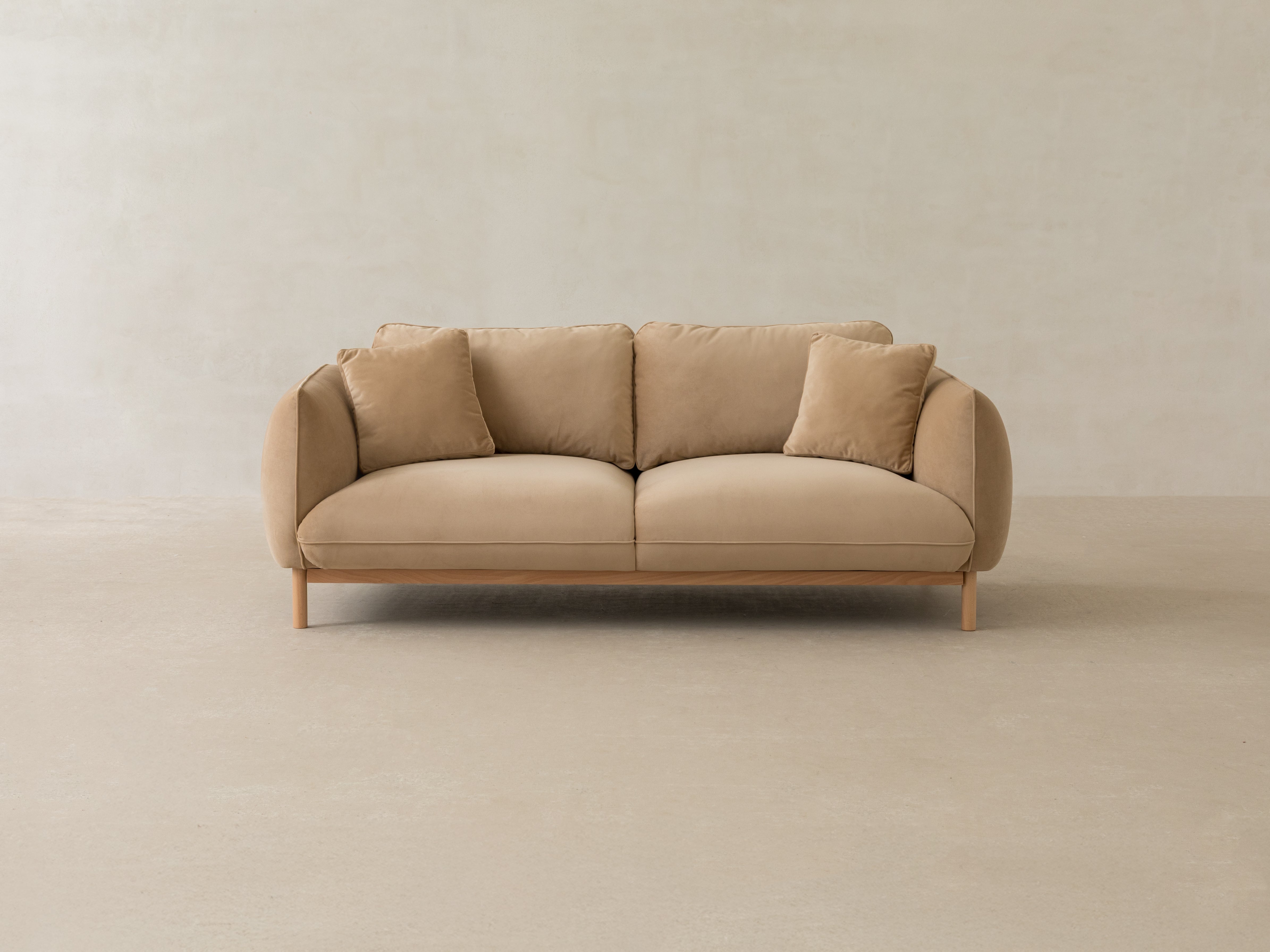 ADA Light Beige Velvet 2-Seater Sofa