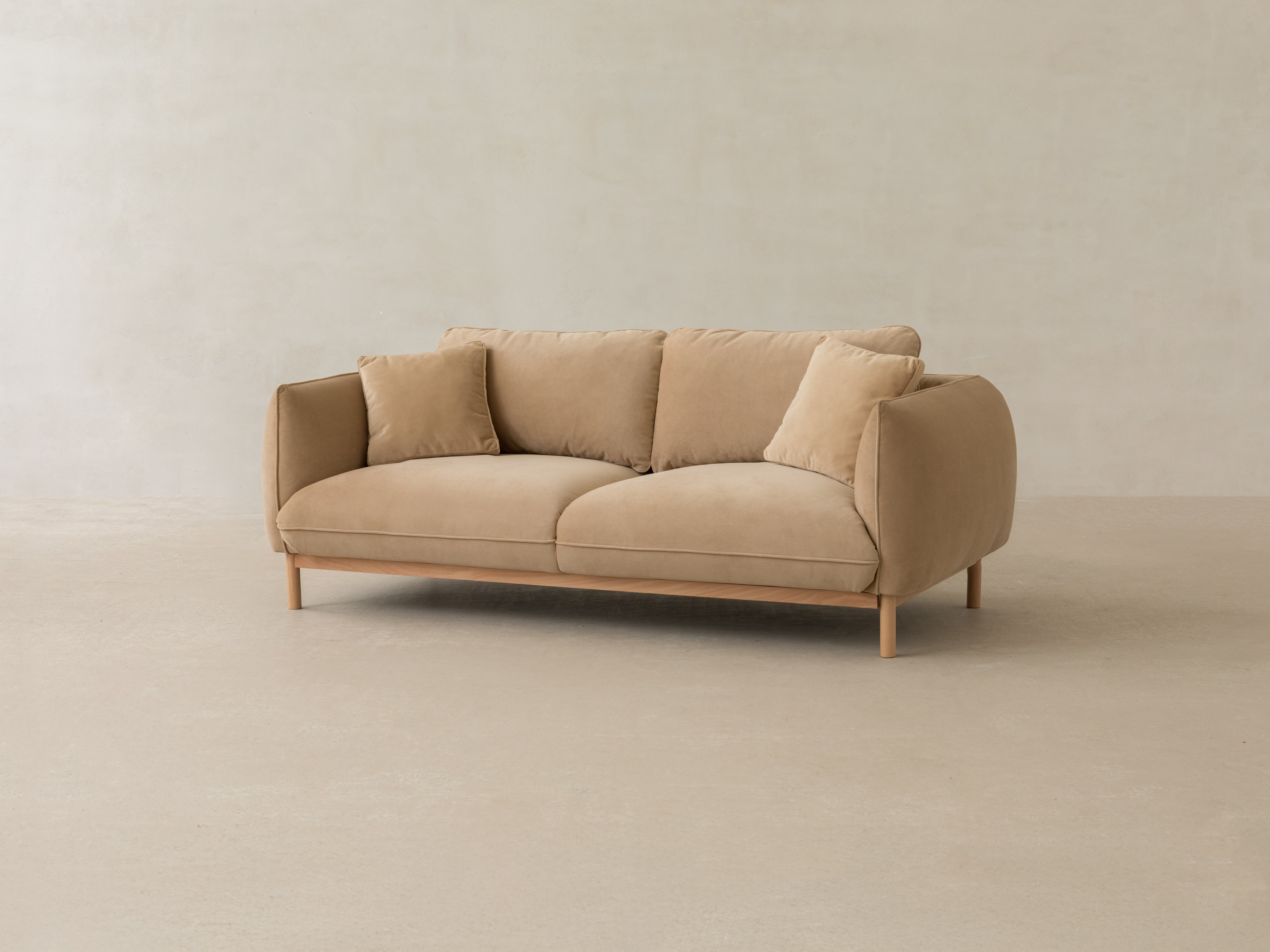 ADA Light Beige Velvet 2-Seater Sofa