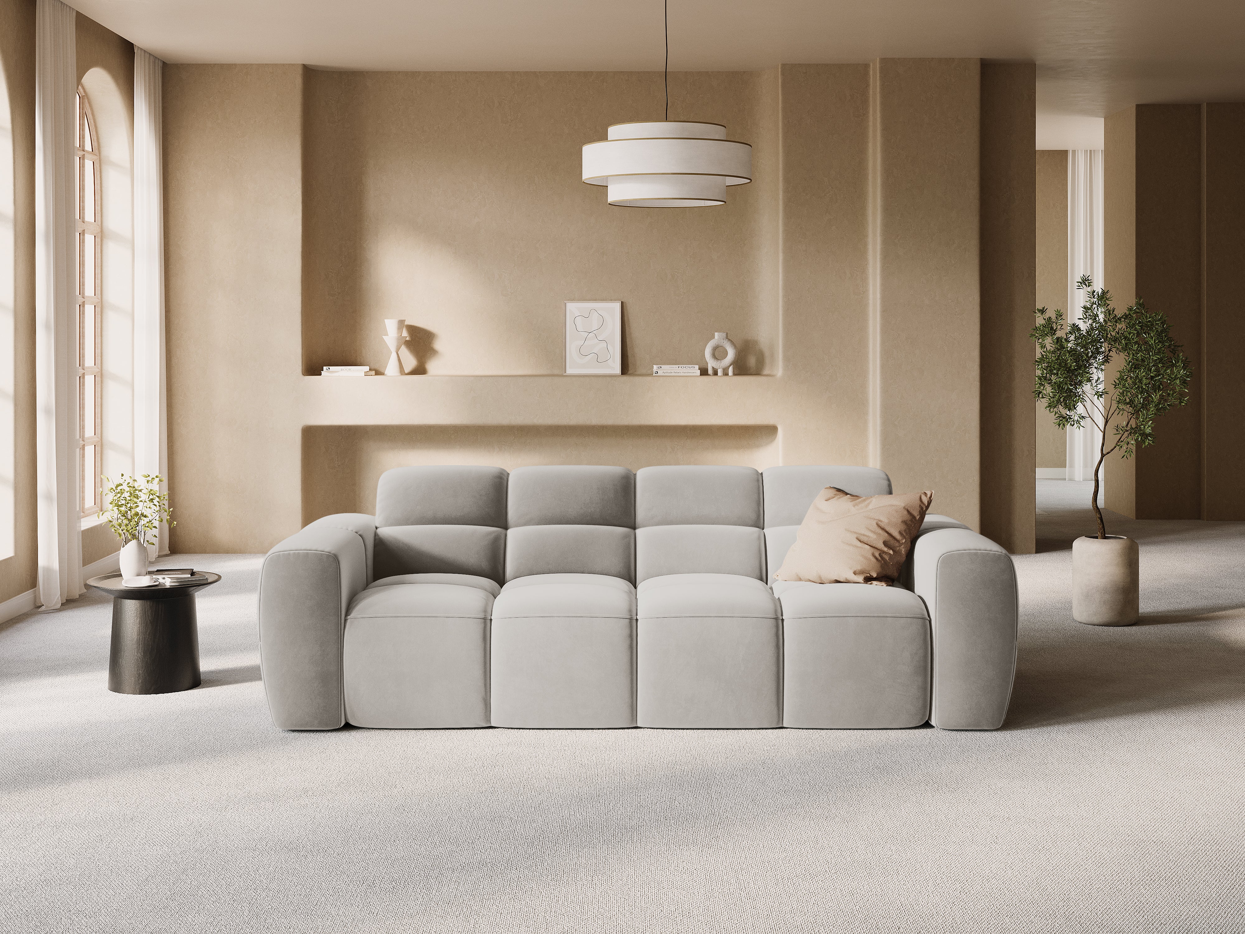 Sofa 3-Sitzer LISA hellgrau Chenille