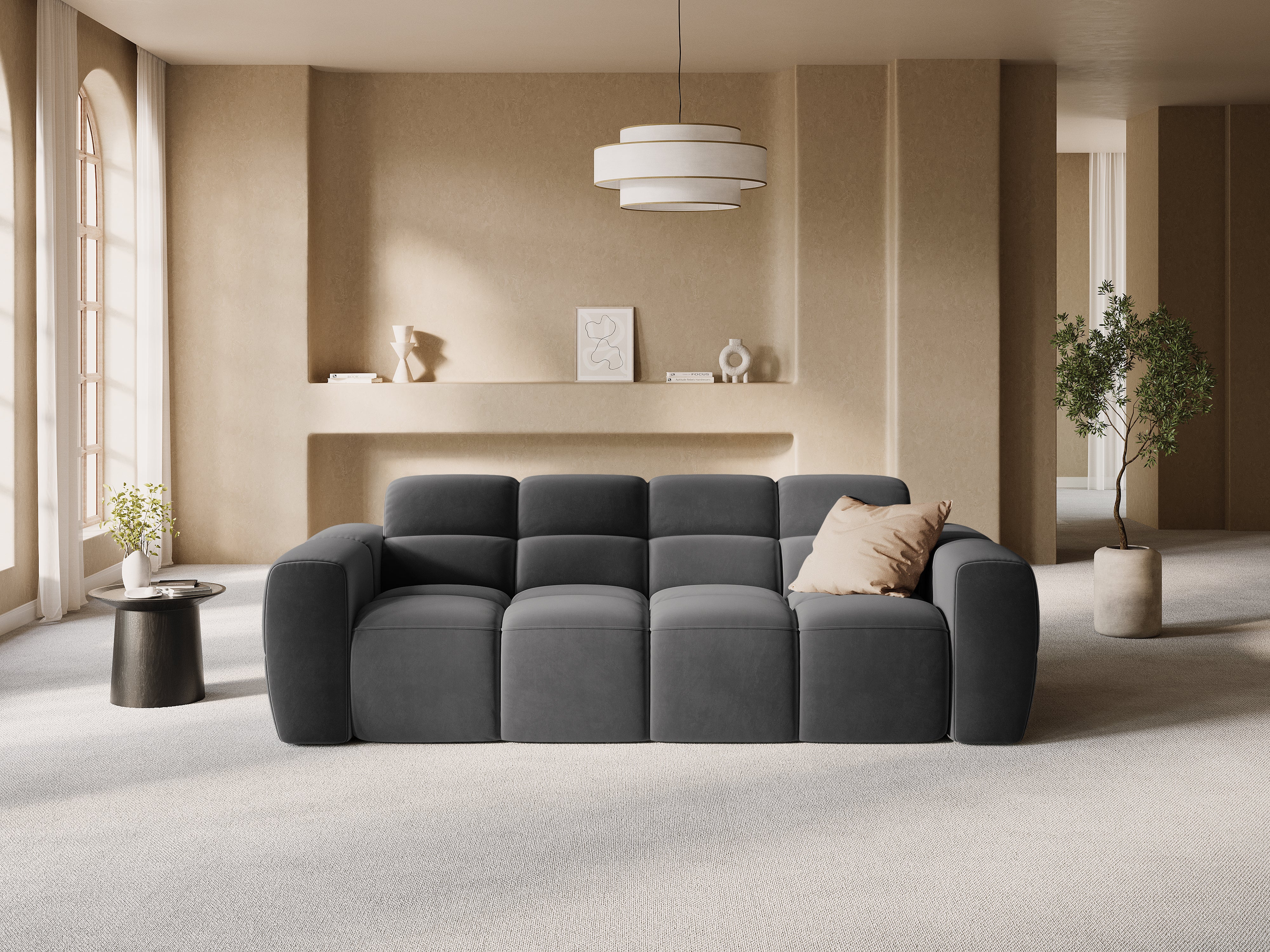 Sofa 3-Sitzer LISA graues Chenille