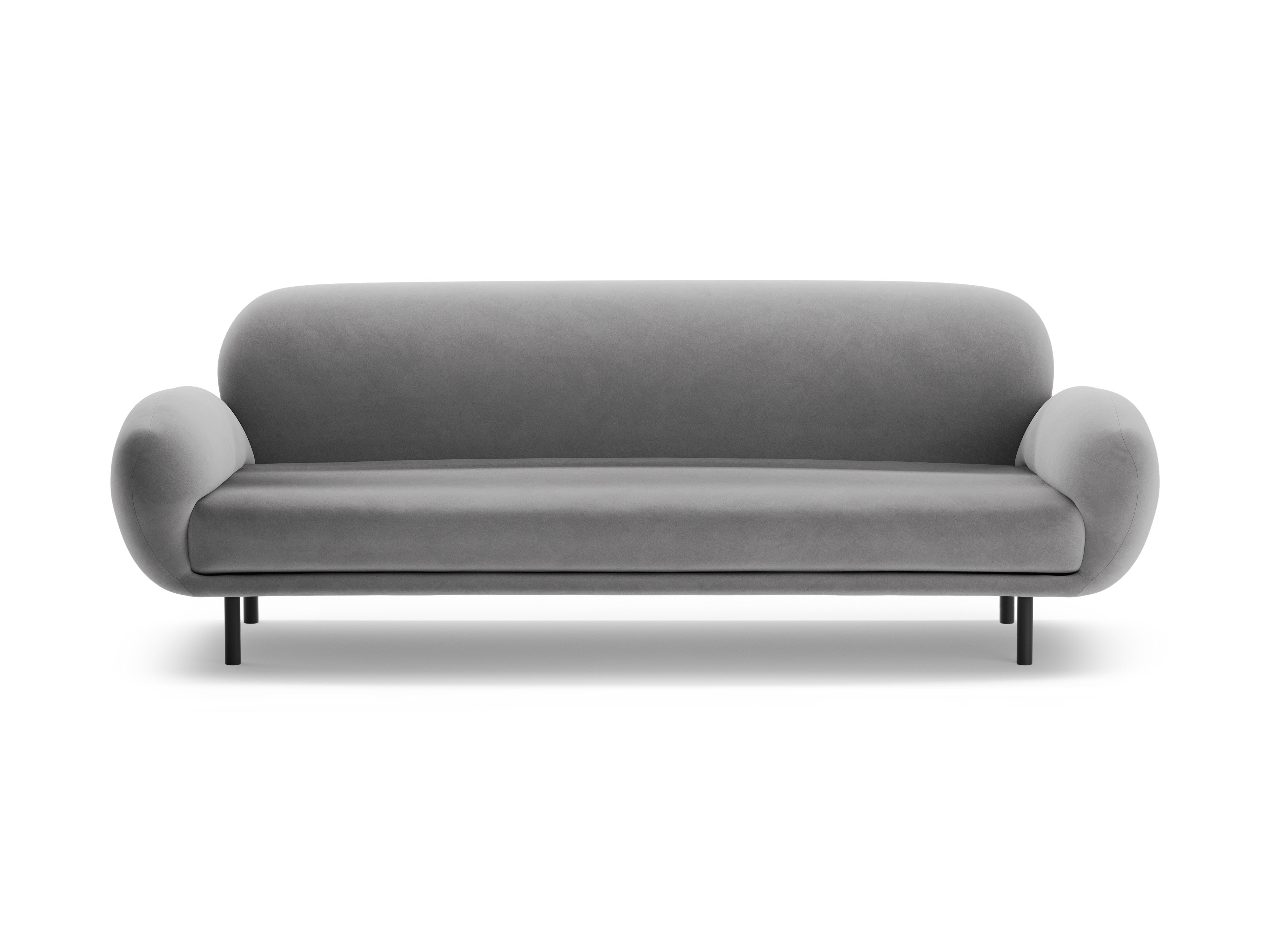 Velvet 3-Seater Sofa POPPY Light Gray