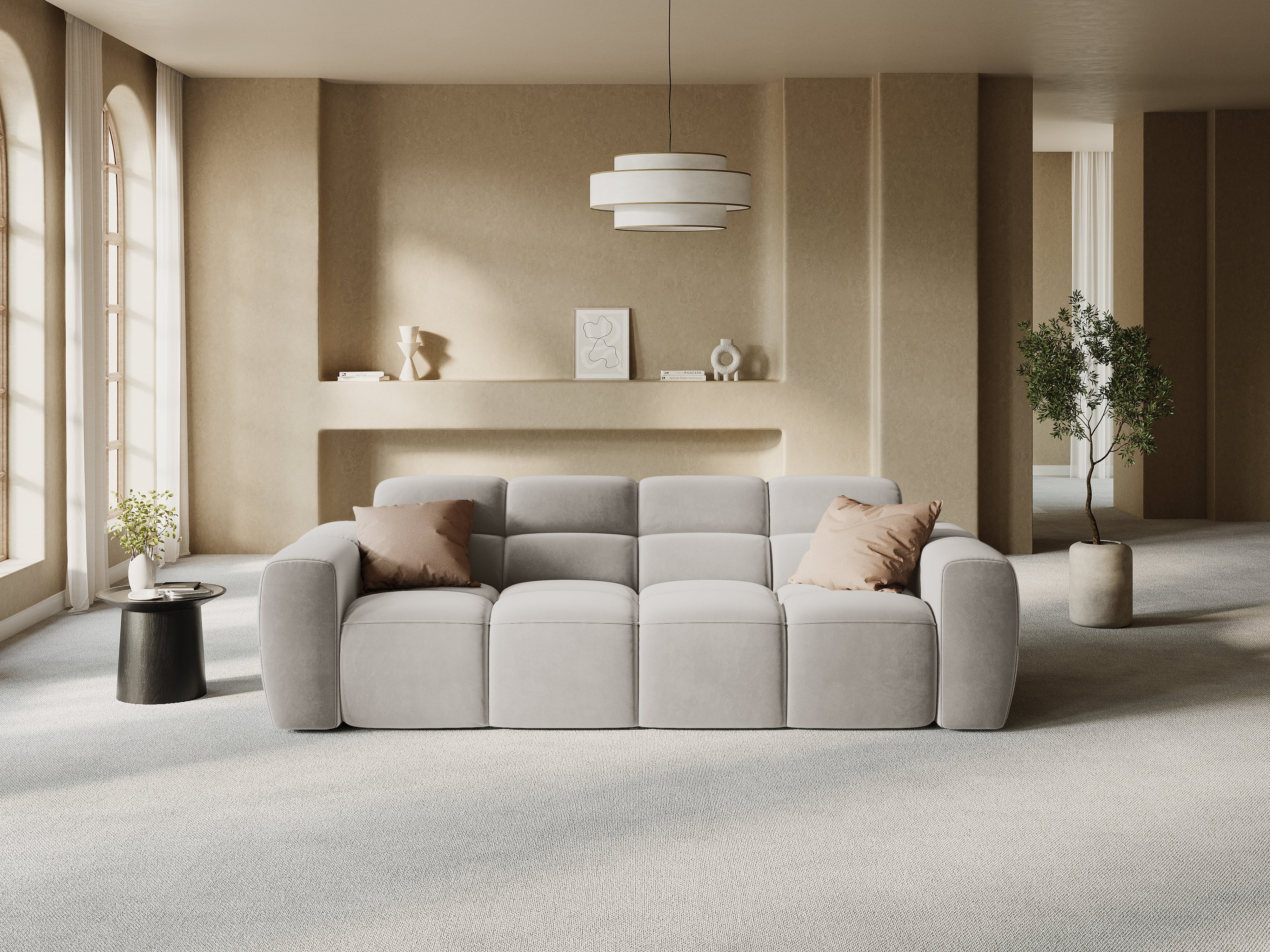Sofa 4-sitzige LISA hellgrau Chenille [Monika] [Julia spr]