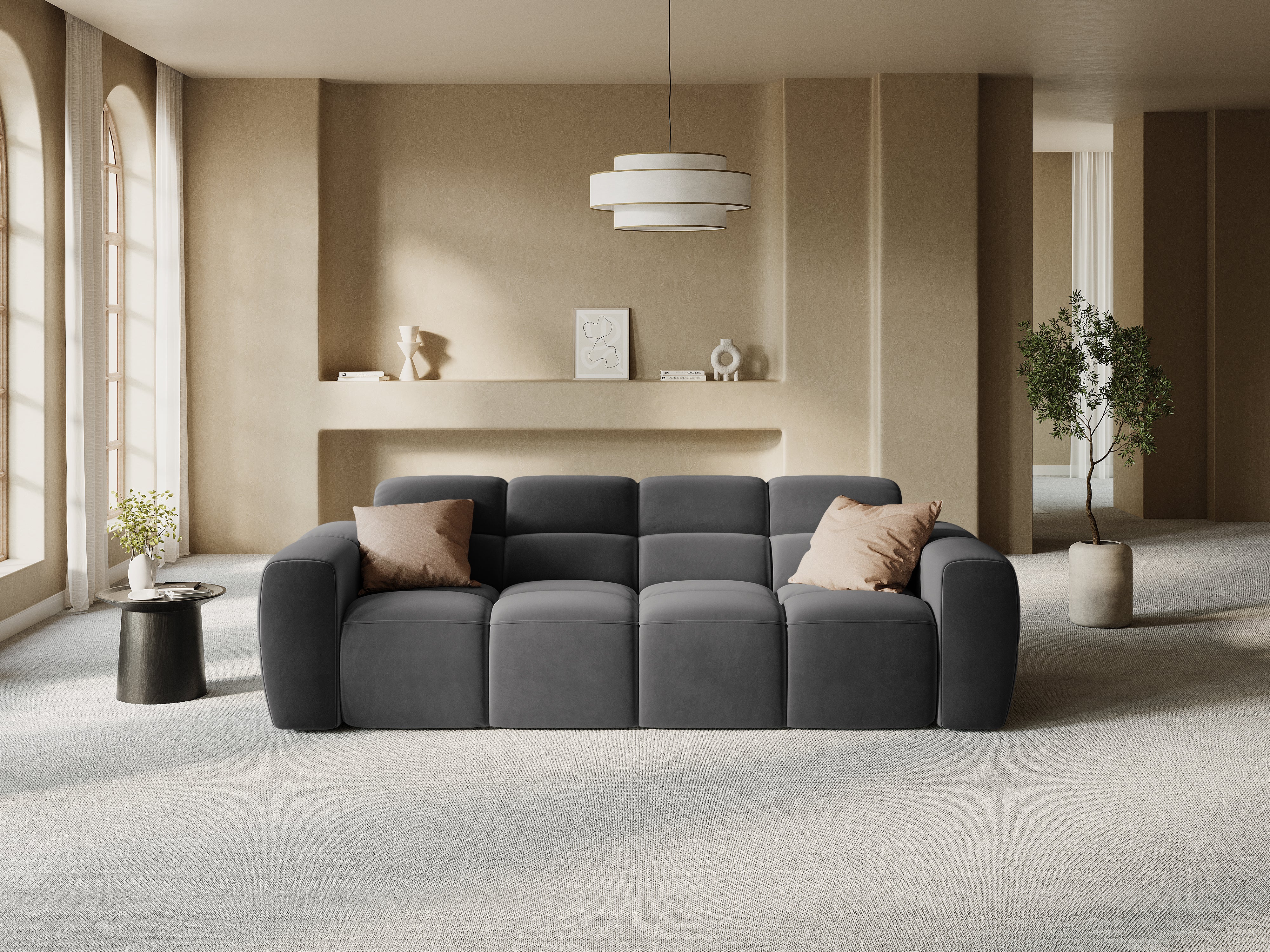 Sofa 4-sitzige LISA dunkelgrau Chenille [Monika] [Julia spr]