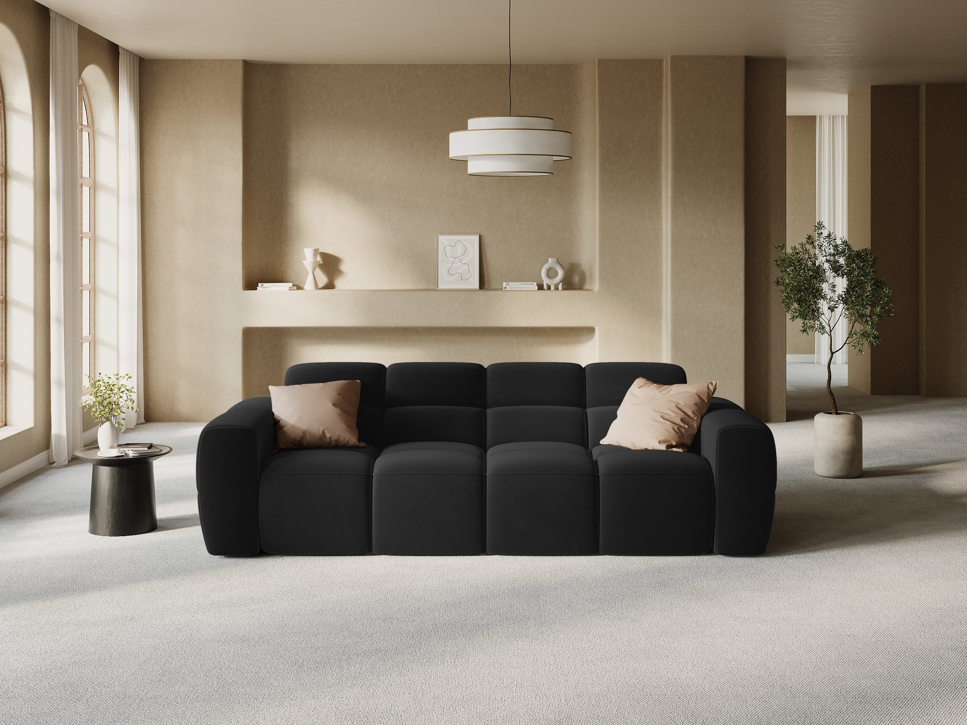 Samtsofa für 4 Personen LISA schwarz [Monika] [Julia spr]