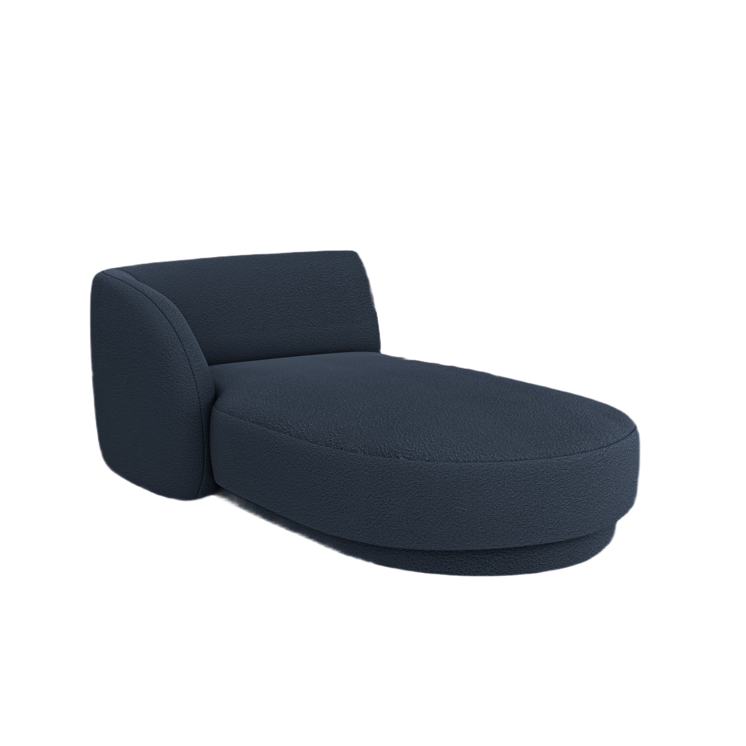 Linksseitiger Szezlong MILEY dunkelblauer Boucle