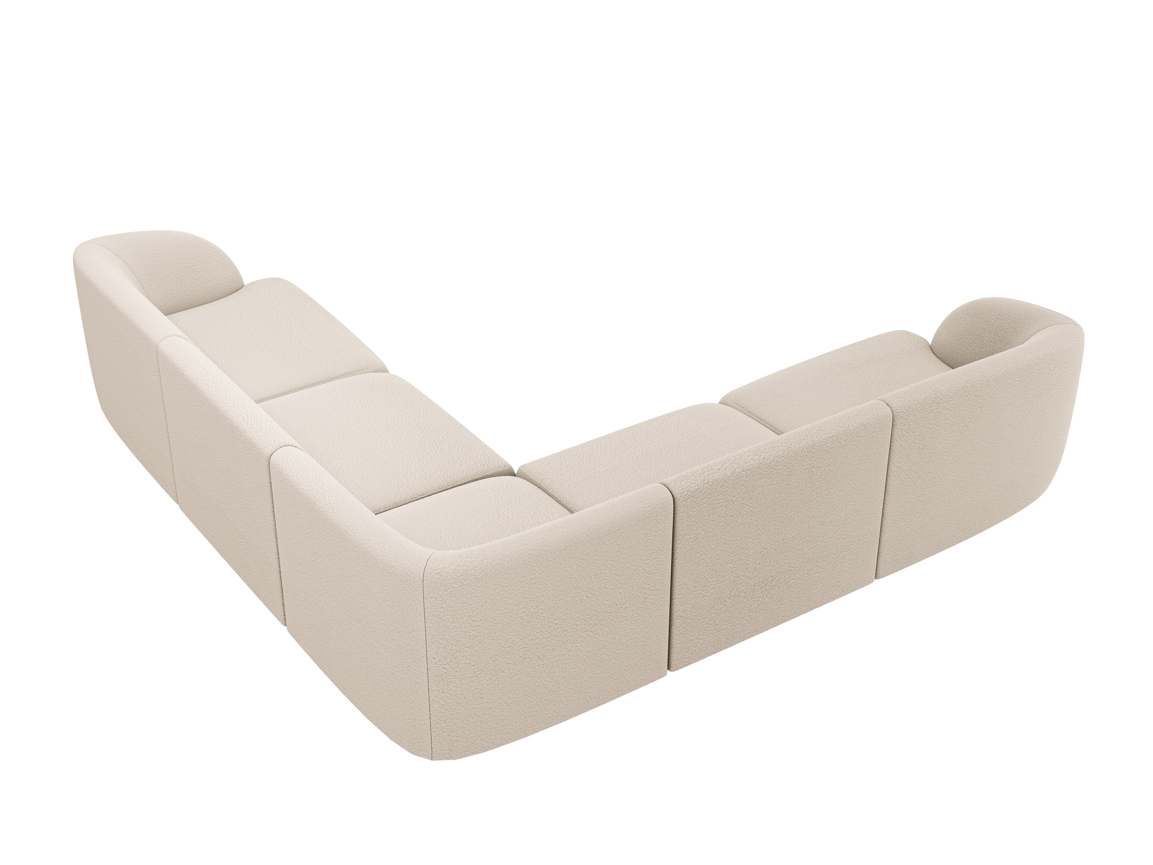 Symmetrical 5-Seater Corner Sofa MILEY Beige Boucle