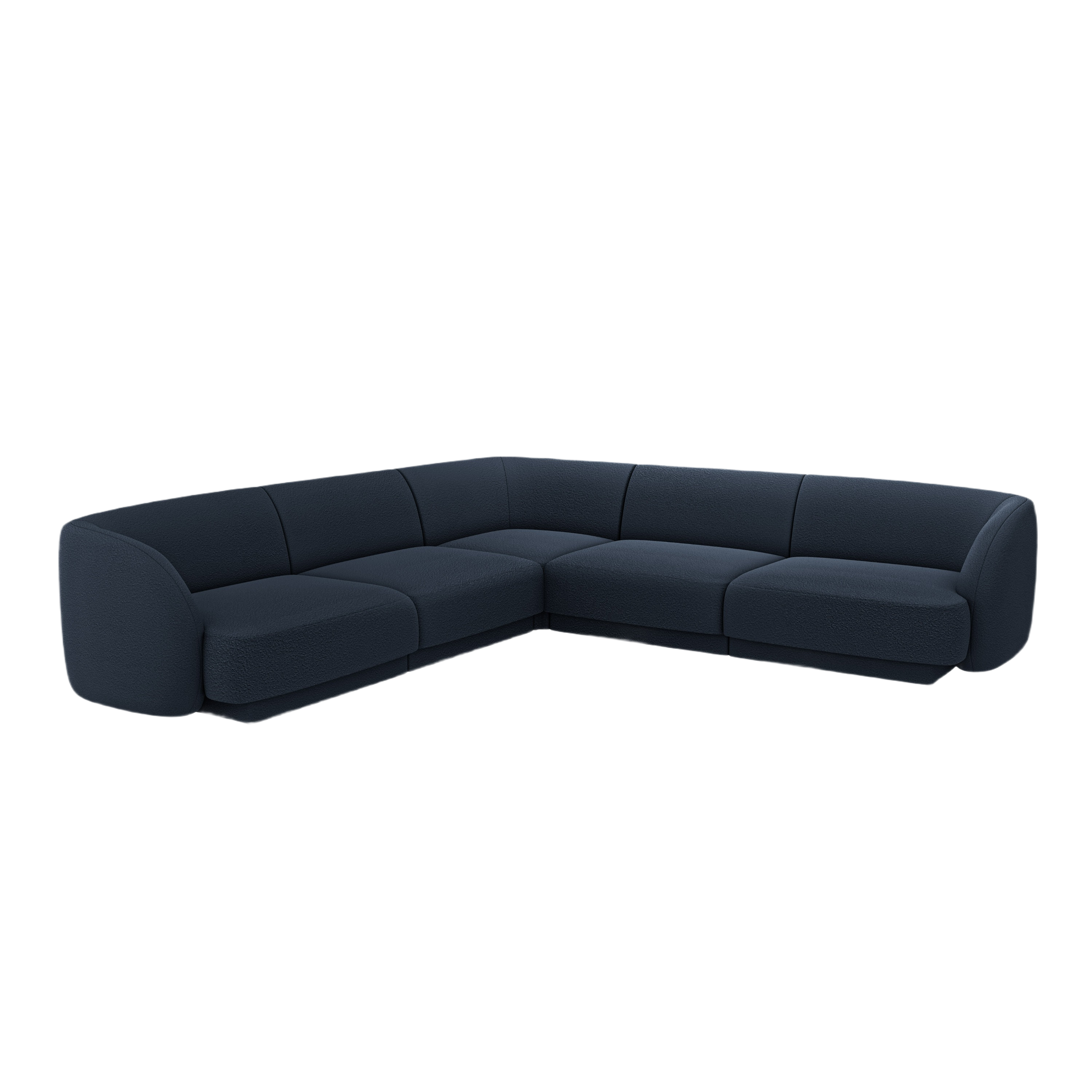 Symmetrische 5-Sitzer-Eckcouch MILEY dunkelblau Boucle
