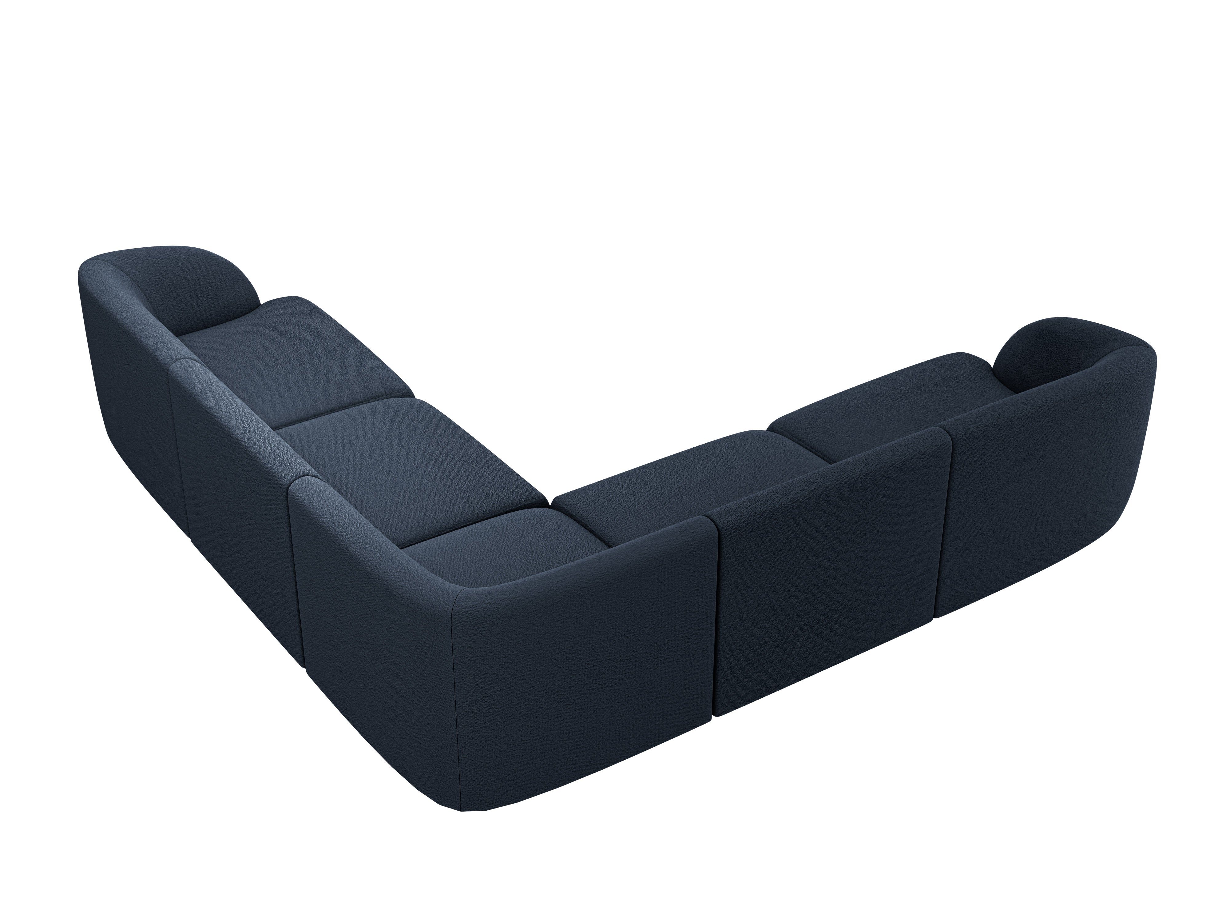 Symmetrische 5-Sitzer-Eckcouch MILEY dunkelblau Boucle