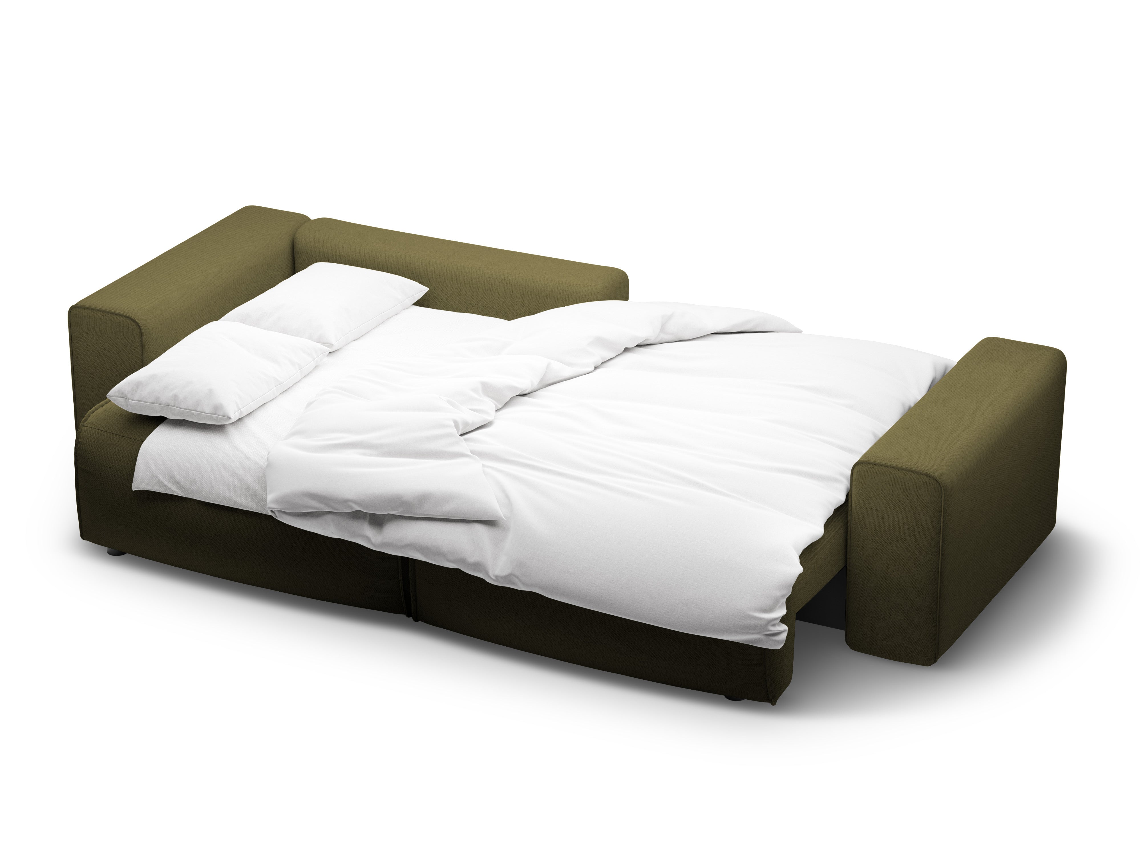 Left-facing 3-seater sofa bed VICTOR green chenille