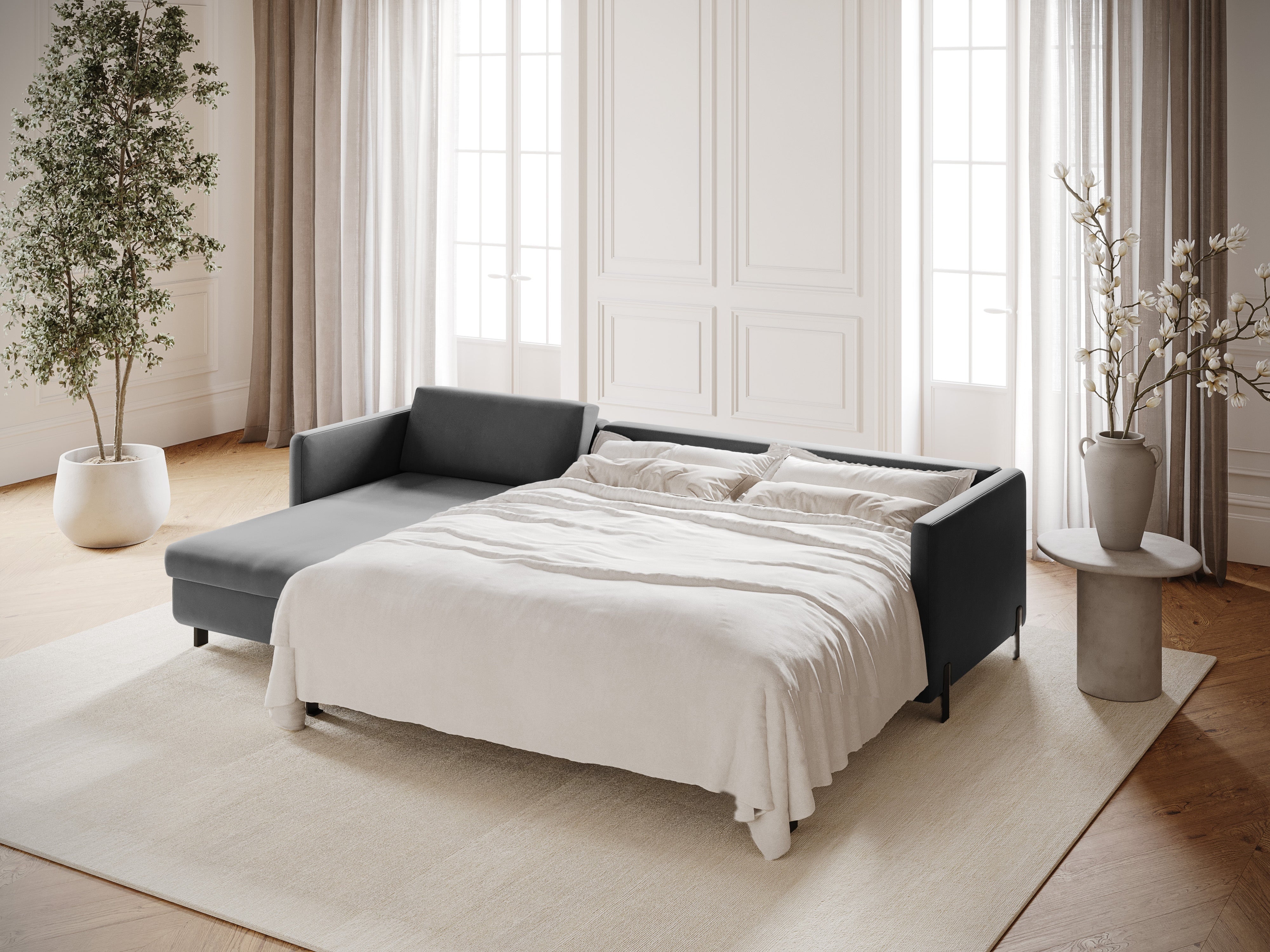 Velvet Linksecke Sofa mit Bettfunktion, "Gloria", 5 Sitze, Grau, 280x170x80
In Europa gemacht