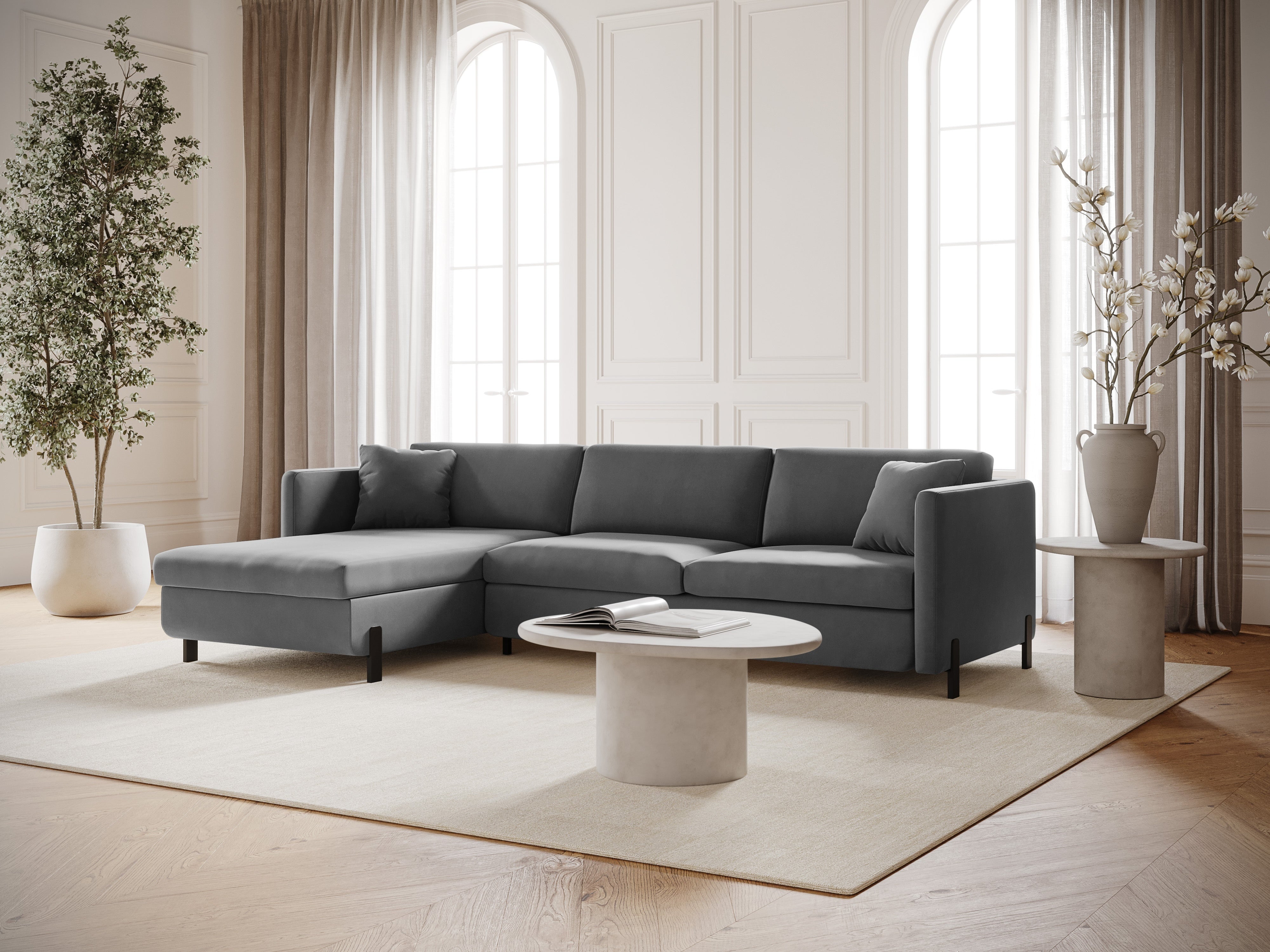 Velvet Linksecke Sofa mit Bettfunktion, "Gloria", 5 Sitze, Grau, 280x170x80
In Europa gemacht