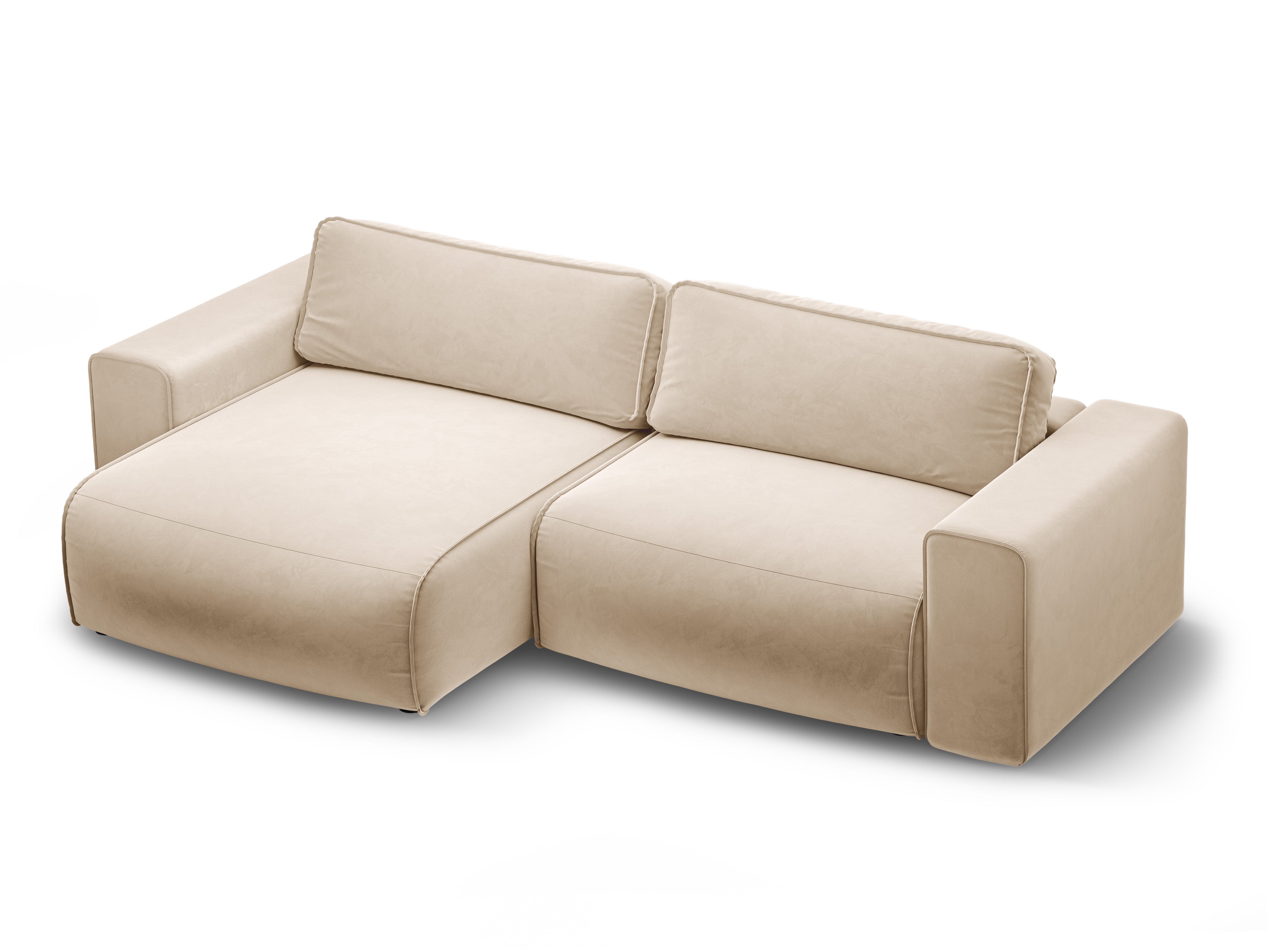 Samt-Ecksofa linksseitig 3-sitzig mit Schlaffunktion VICTOR beige [Monika] [Julia spr]