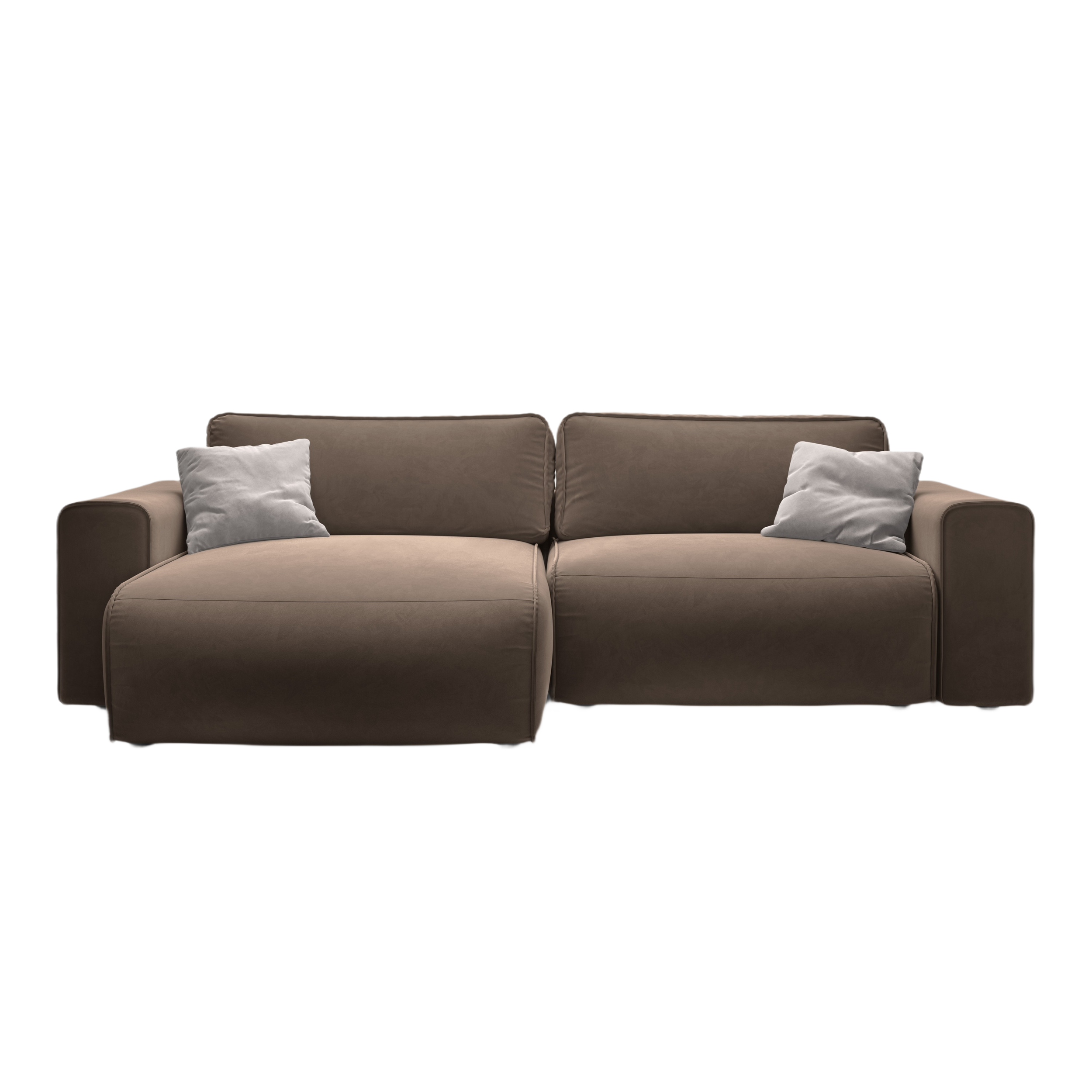Left-facing velvet corner sofa for 3 people with sleeping function VICTOR chocolate