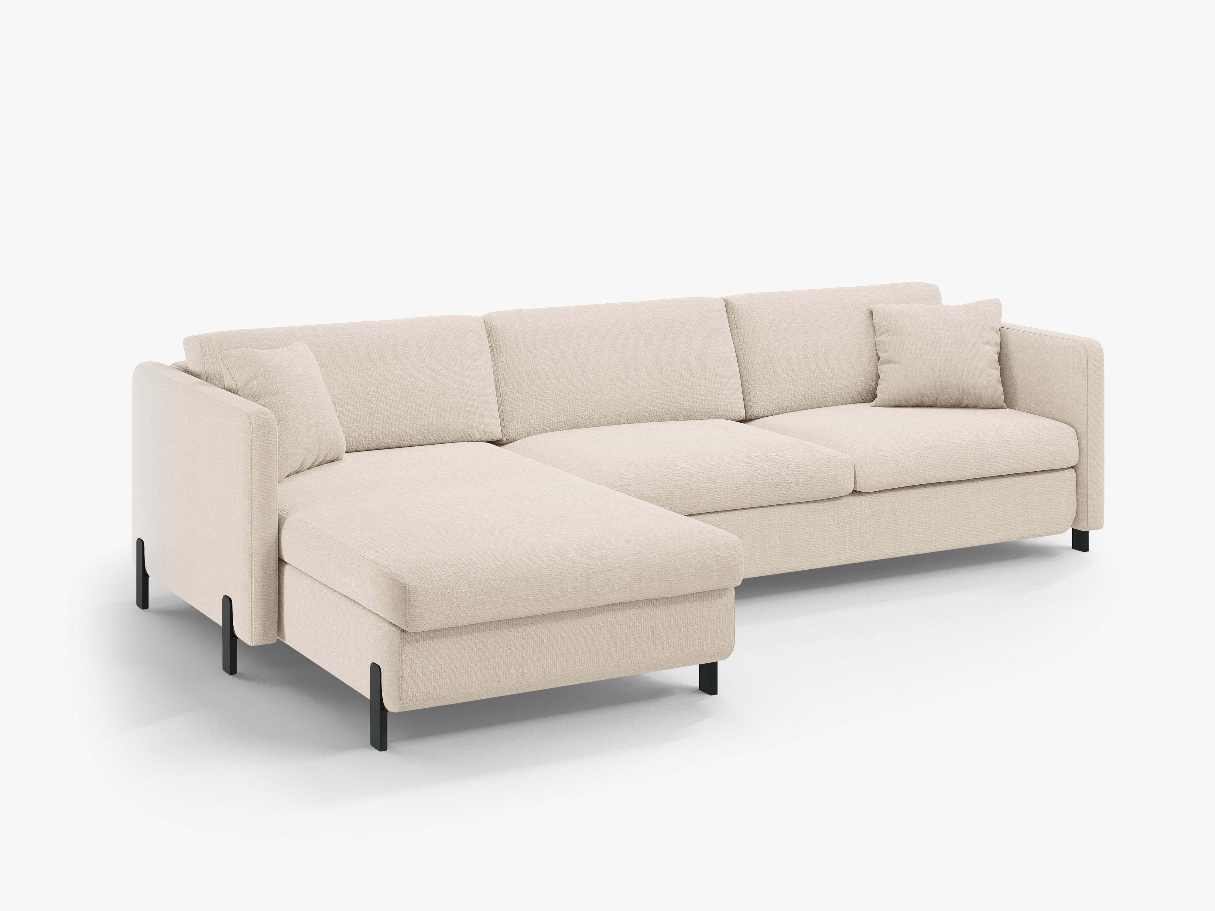Linke Ecksofa mit Bettfunktion und Kiste, "Gloria", 4 Sitze, Beige, 260x170x80
In Europa gemacht