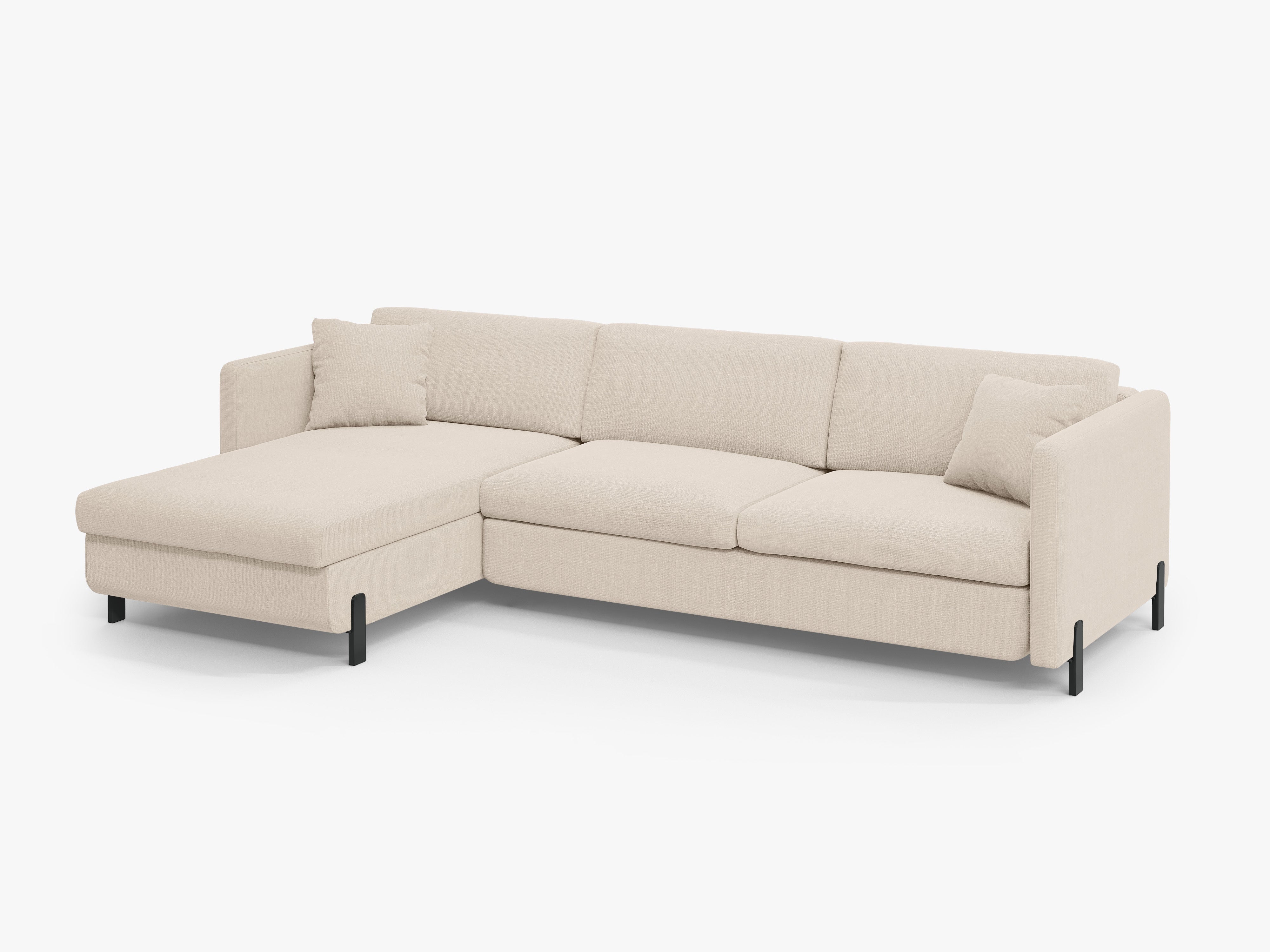 Linke Ecksofa mit Bettfunktion und Kiste, "Gloria", 4 Sitze, Beige, 260x170x80
In Europa gemacht
