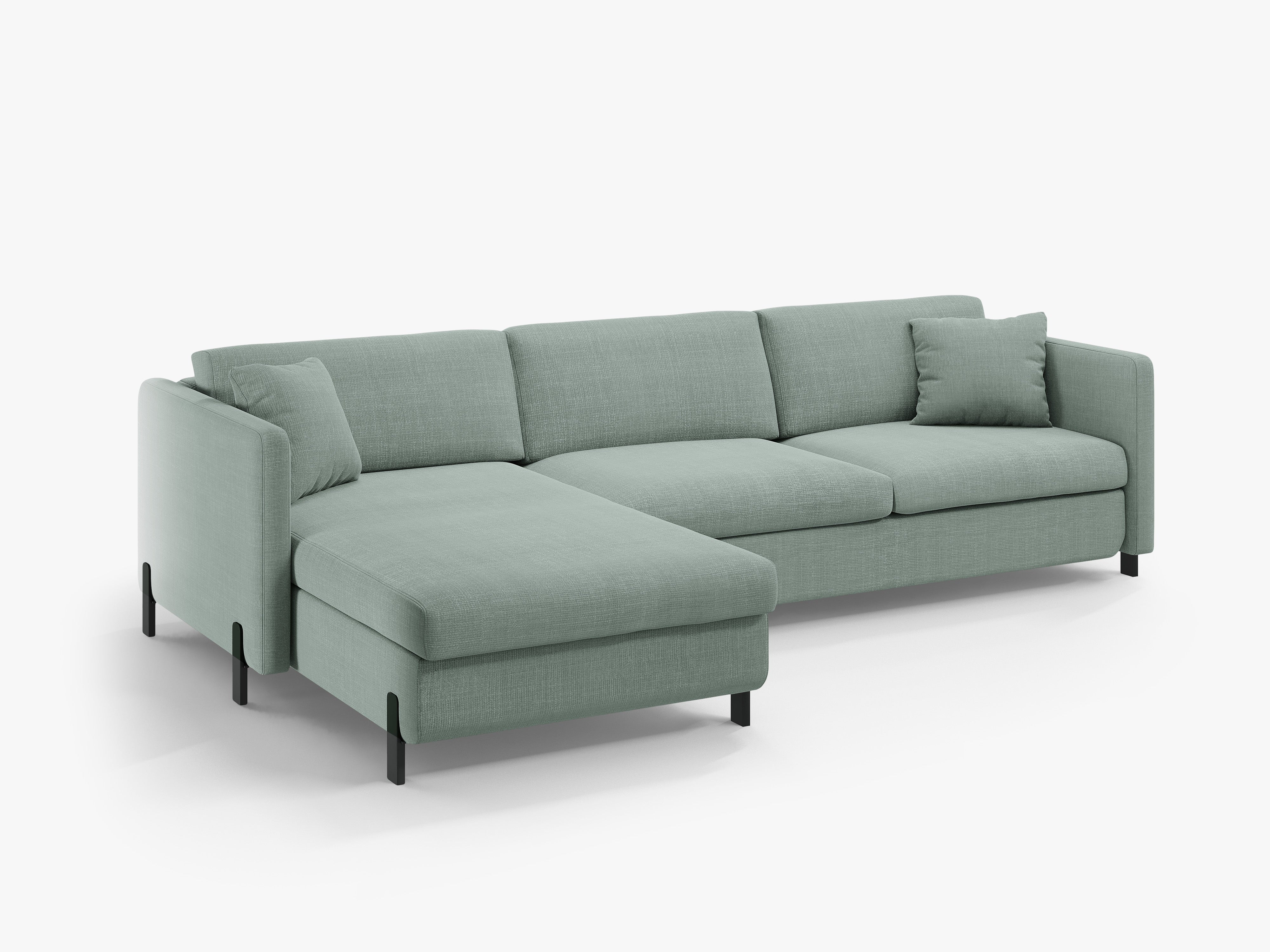 Linke Ecksofa mit Bettfunktion und Schachtel, "Gloria", 4 Sitze, Minze, 260x170x80
In Europa gemacht