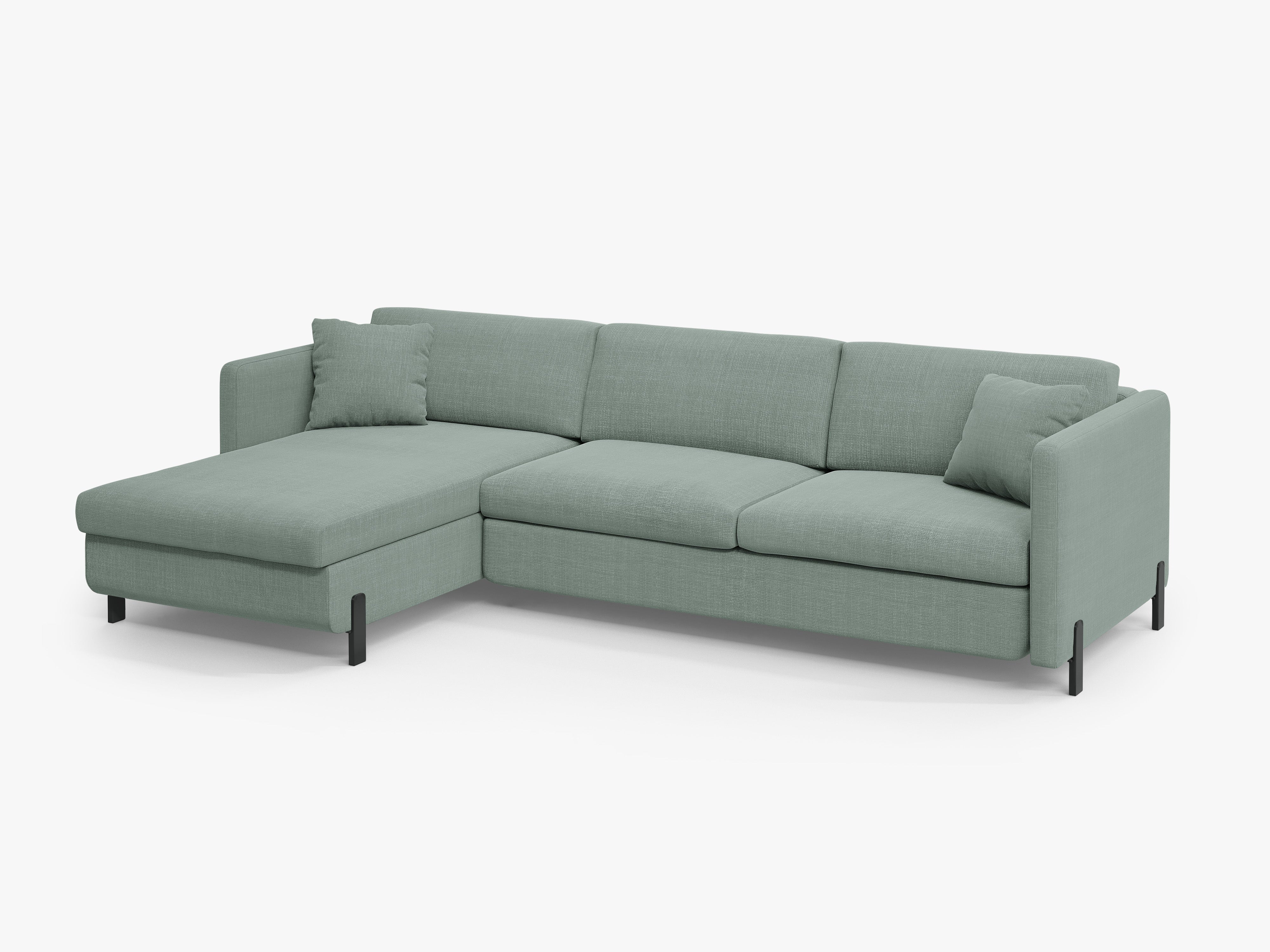 Linke Ecksofa mit Bettfunktion und Schachtel, "Gloria", 4 Sitze, Minze, 260x170x80
In Europa gemacht
