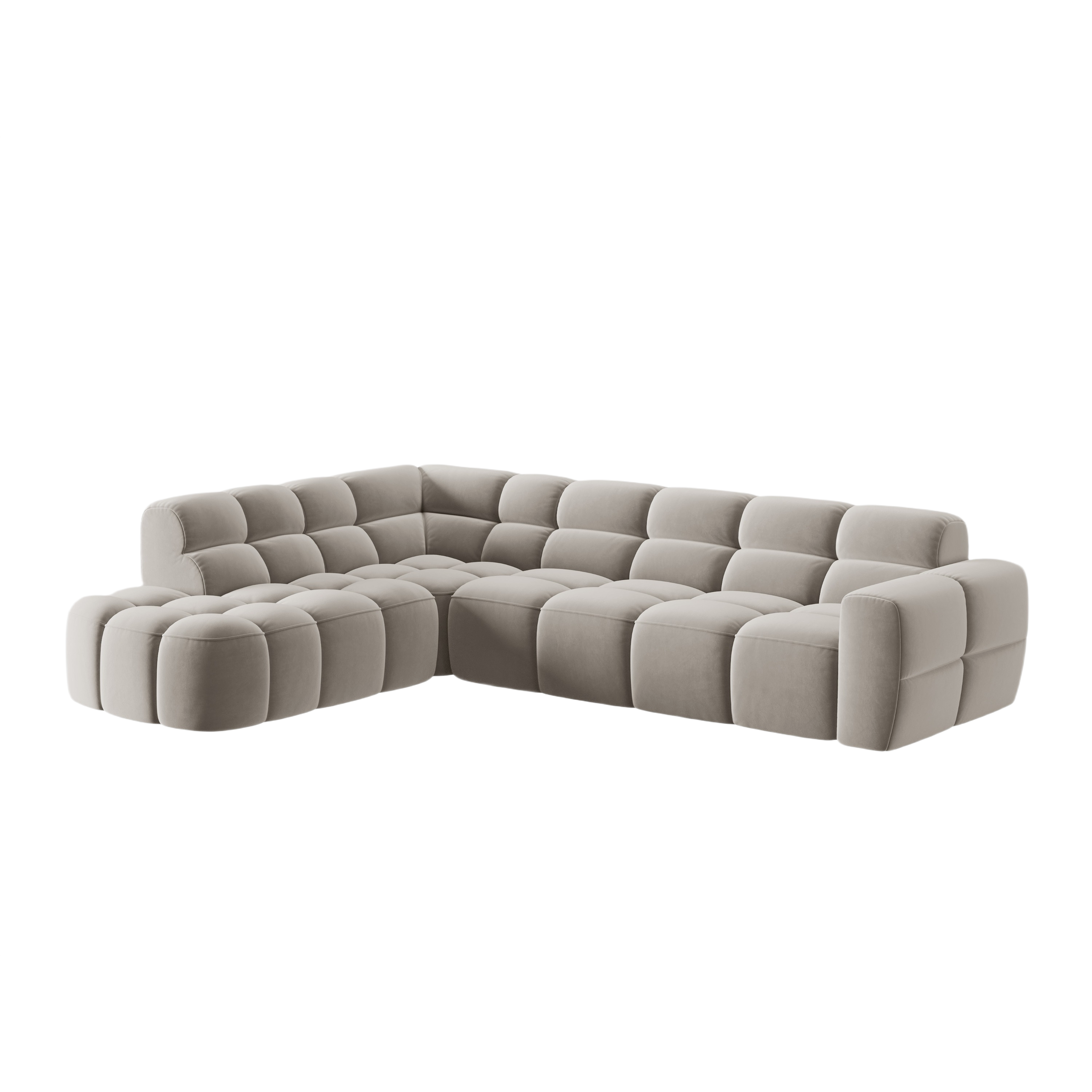 Samt-Ecksofa links LISA hellbeige [Monika] [Julia spr]