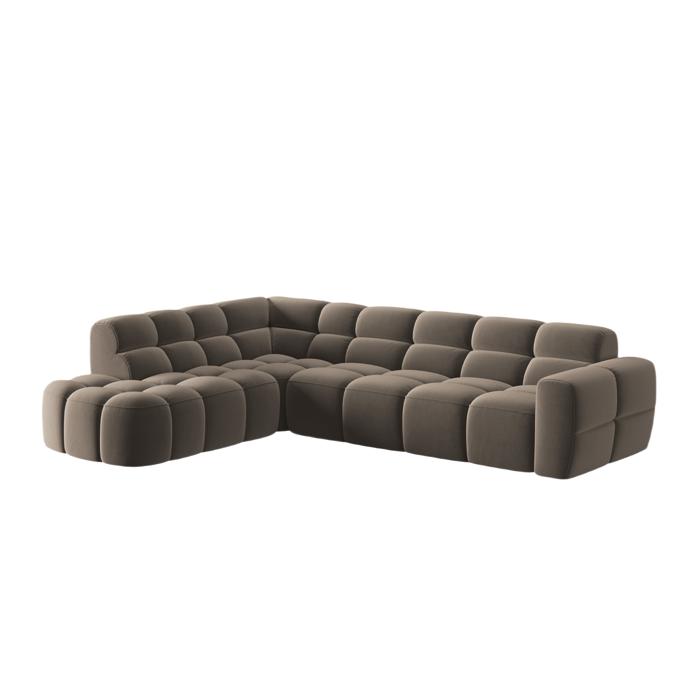 Samt-Ecksofa links LISA hellbraun [Monika]